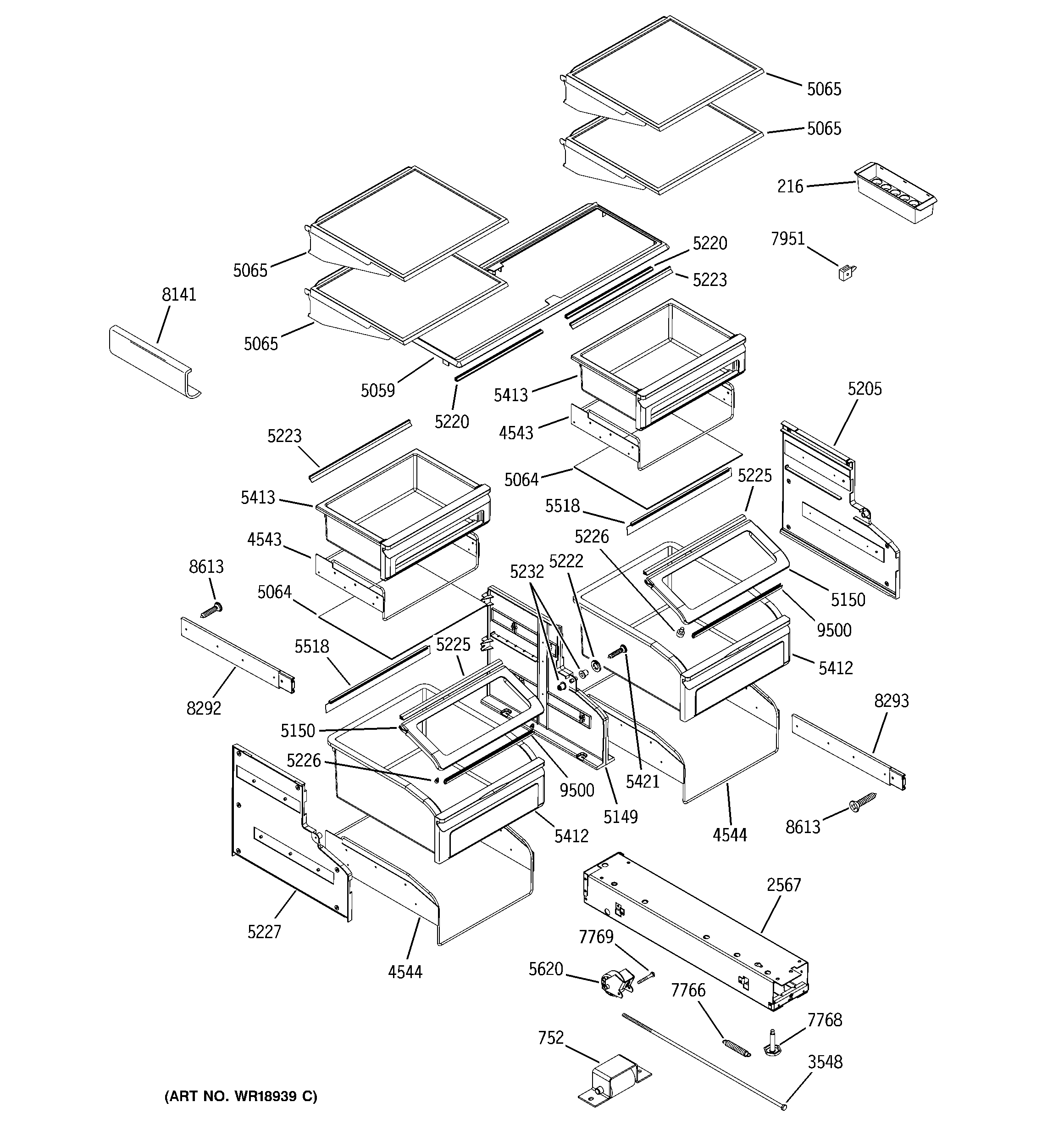 GE ZIC360NRBRH shelves & drawers diagram