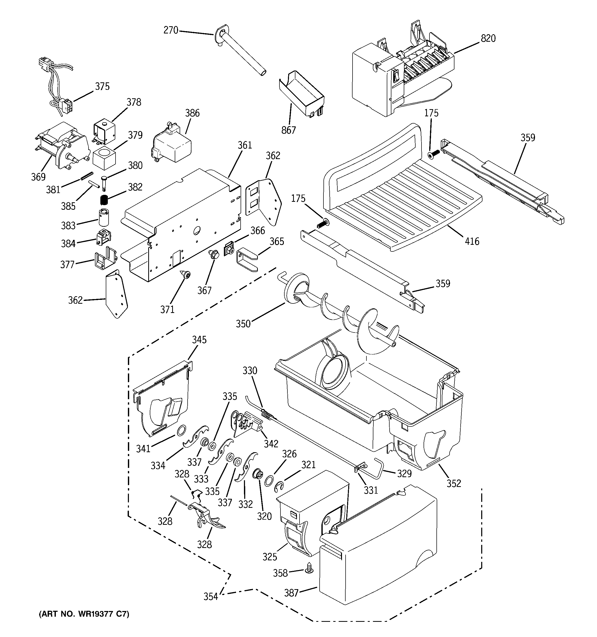 GE GSS23QGSAWW ice maker & dispenser diagram