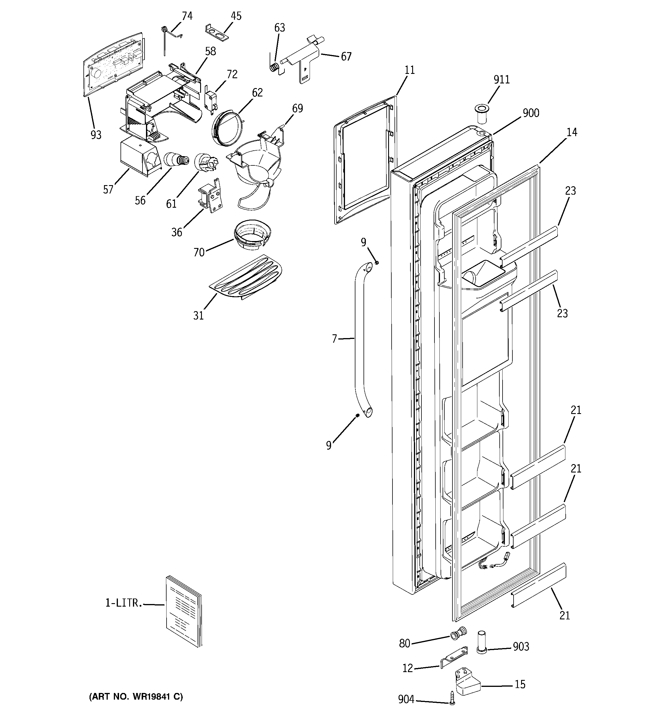 GE GSS25SGSASS freezer door diagram