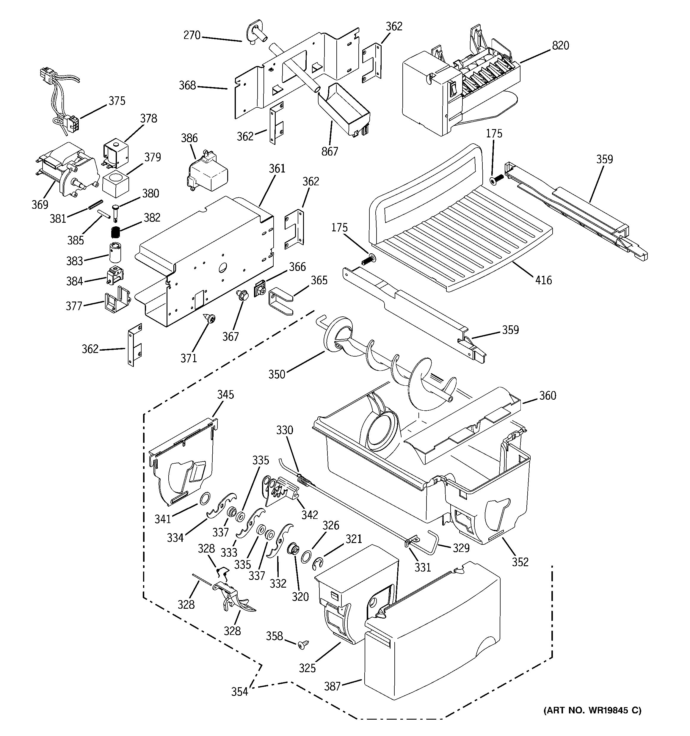 GE GSS25SGSASS ice maker & dispenser diagram