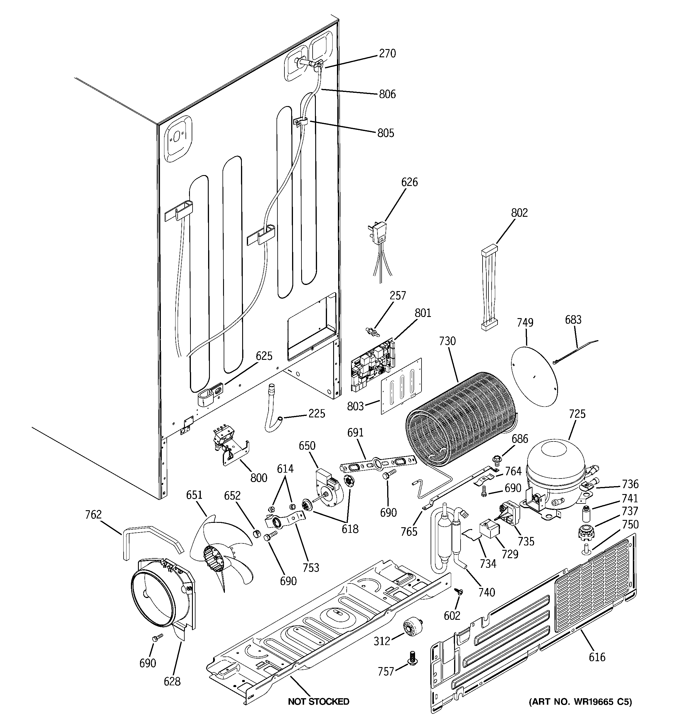 GE GSS25SGSASS sealed system & mother board diagram