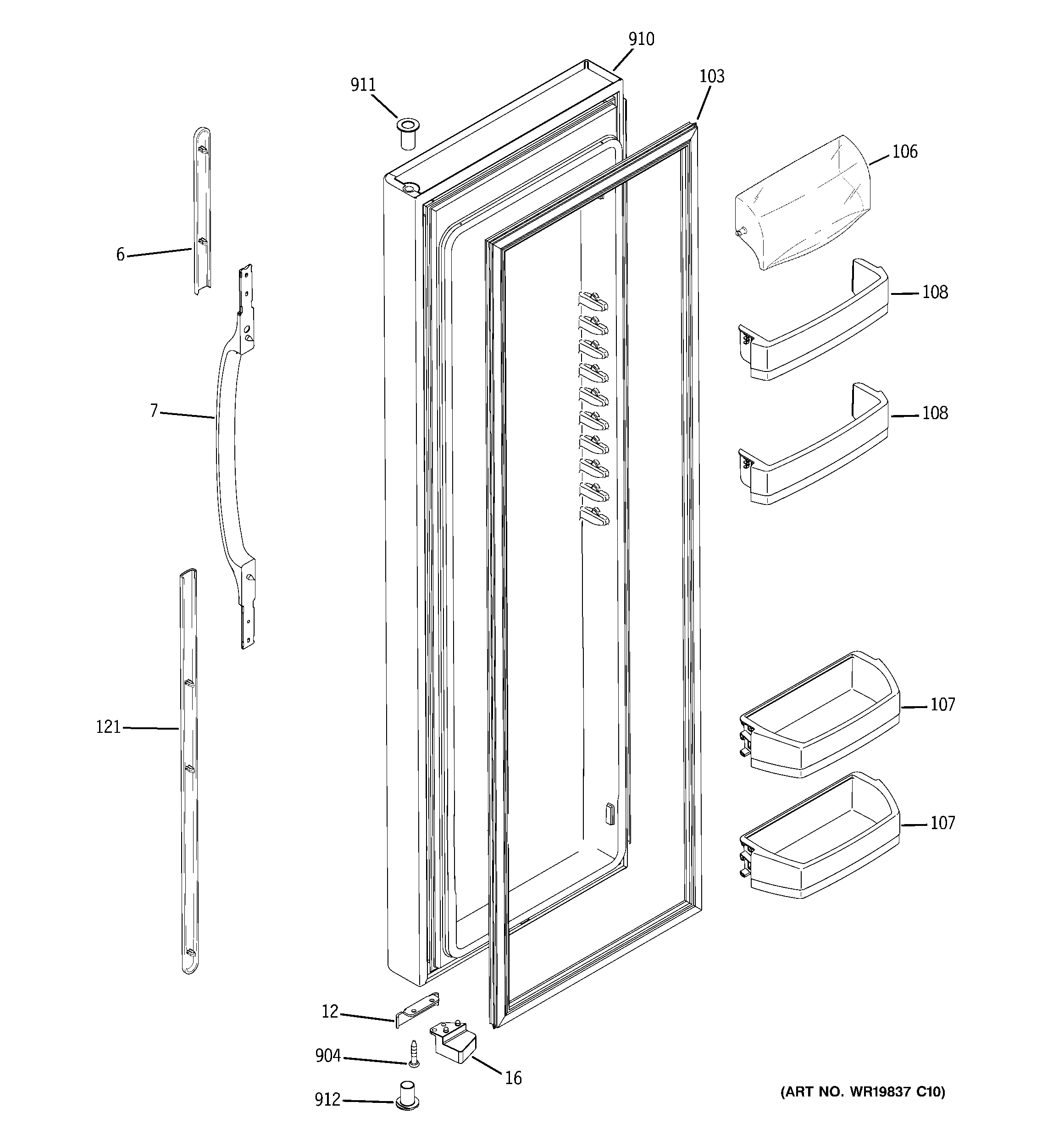 GE GSS25VGSAWW fresh food door diagram