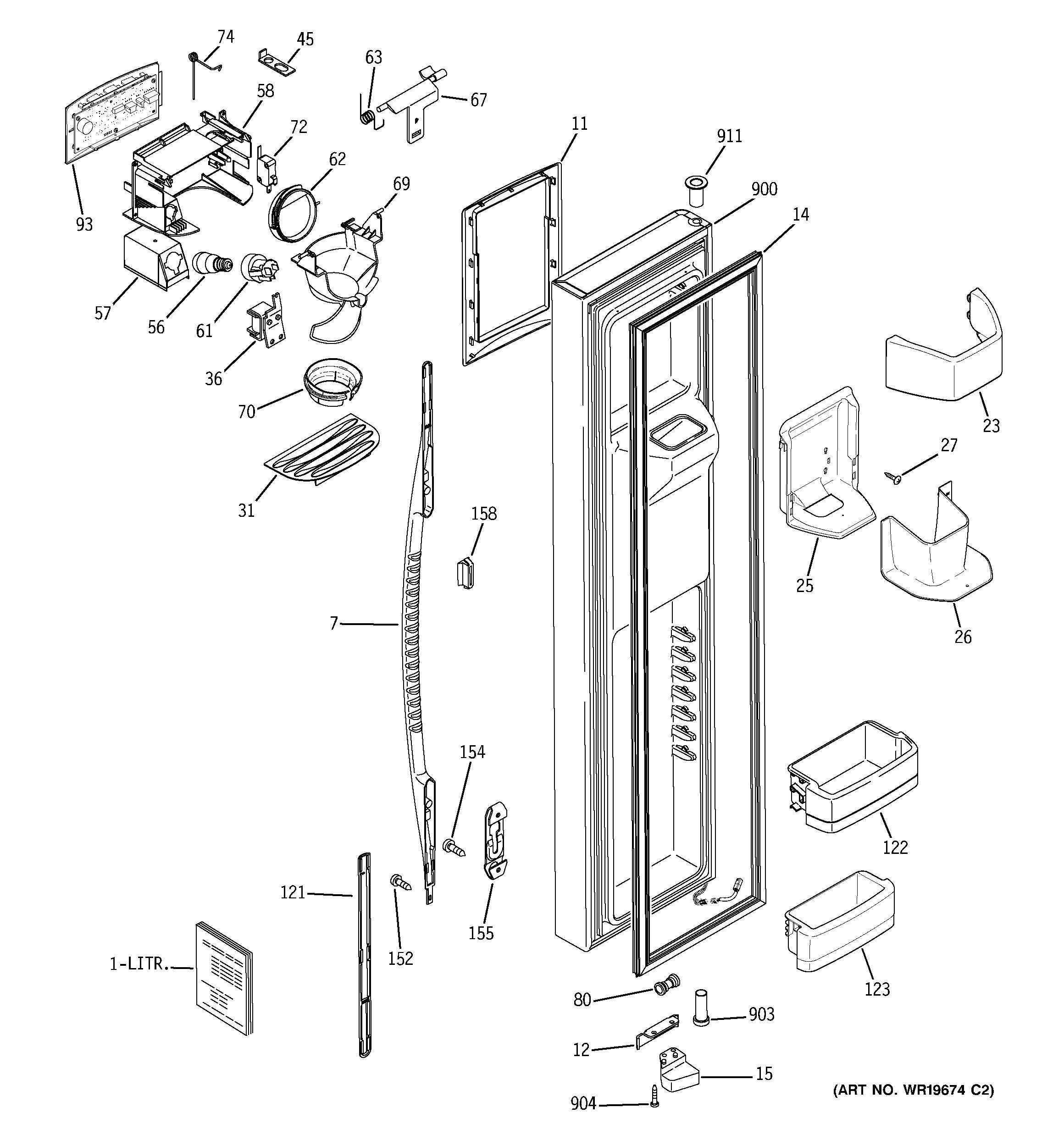 GE PSS26LGRDWW freezer door diagram