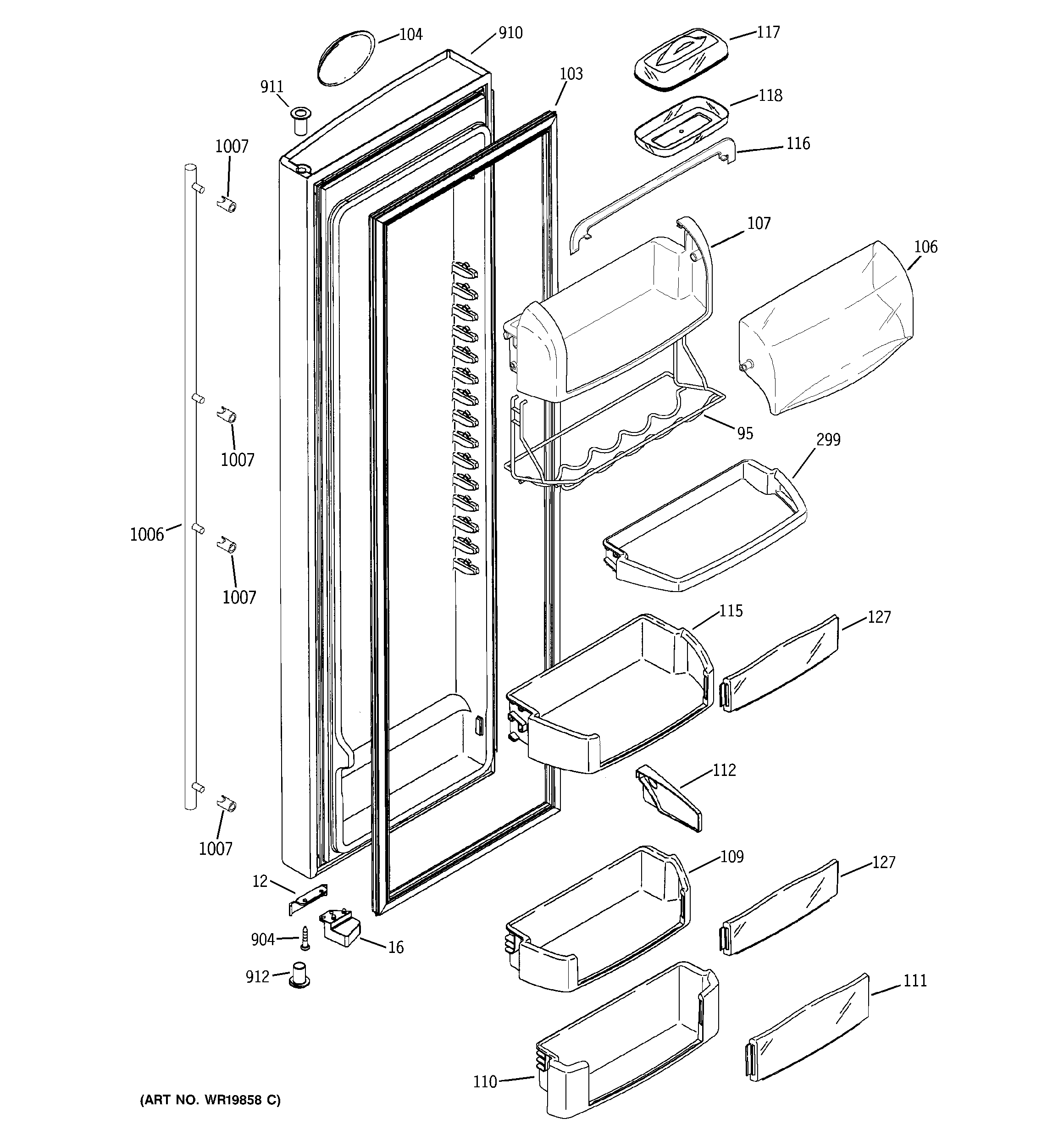 GE ZCG23SGSBSS fresh food door diagram
