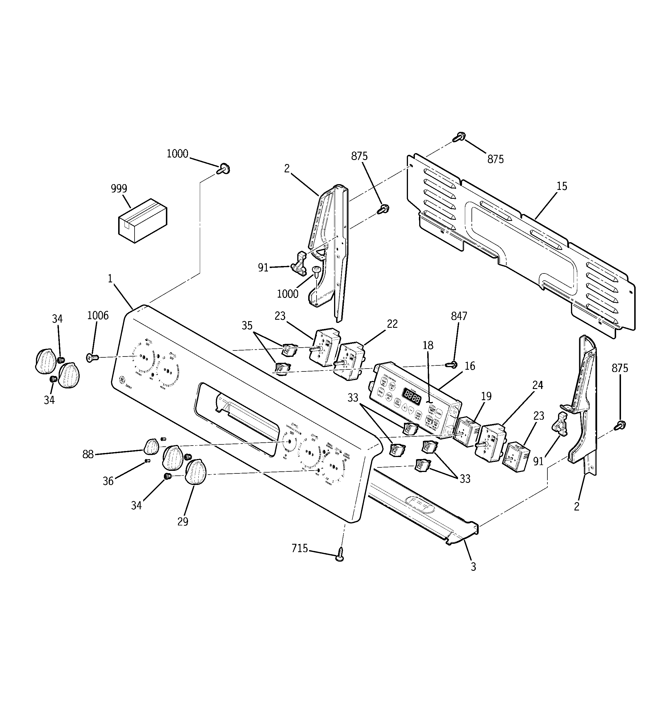 GE JBP71EK1BB control panel diagram