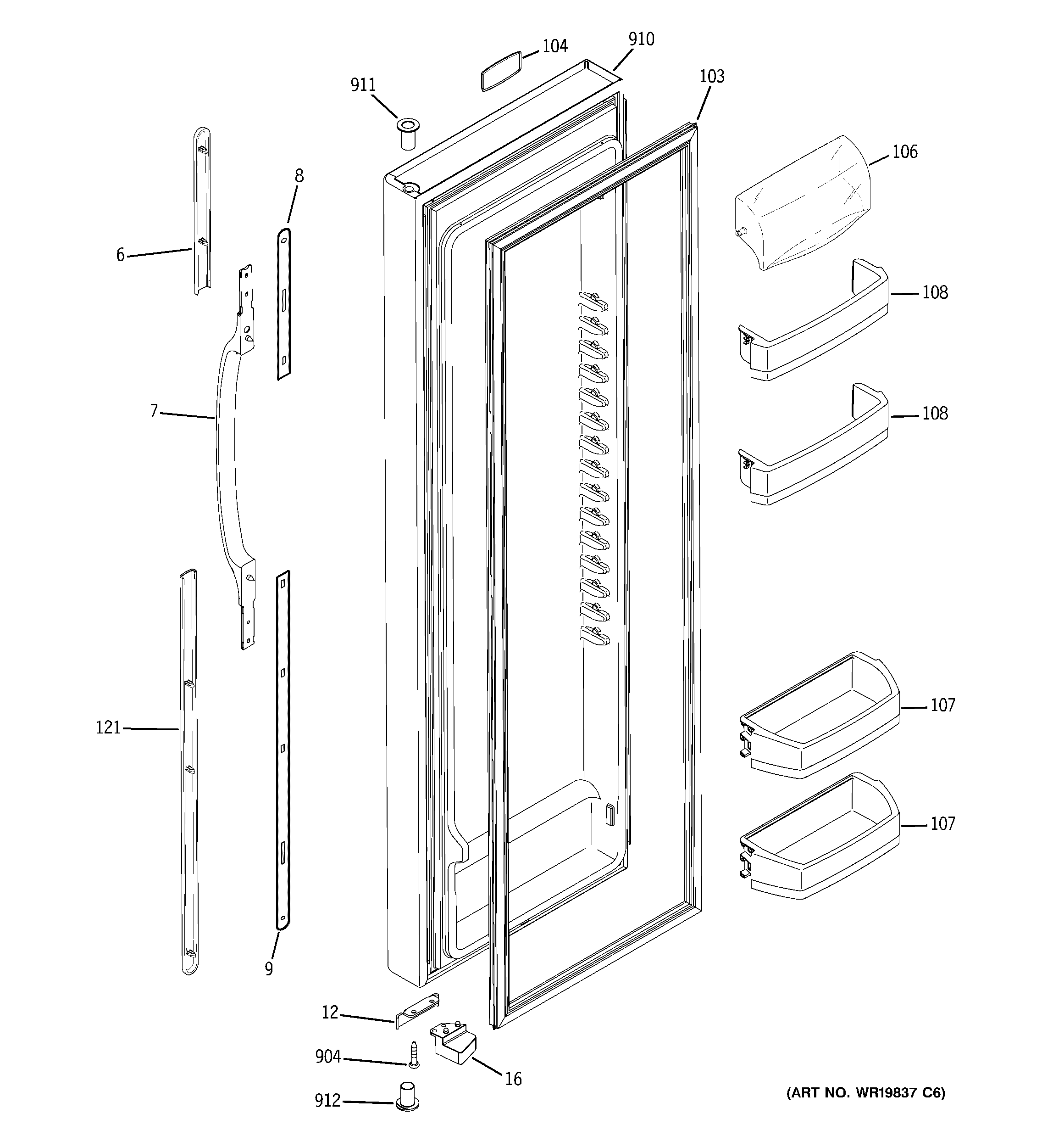 GE ESS23XGSBBB fresh food door diagram