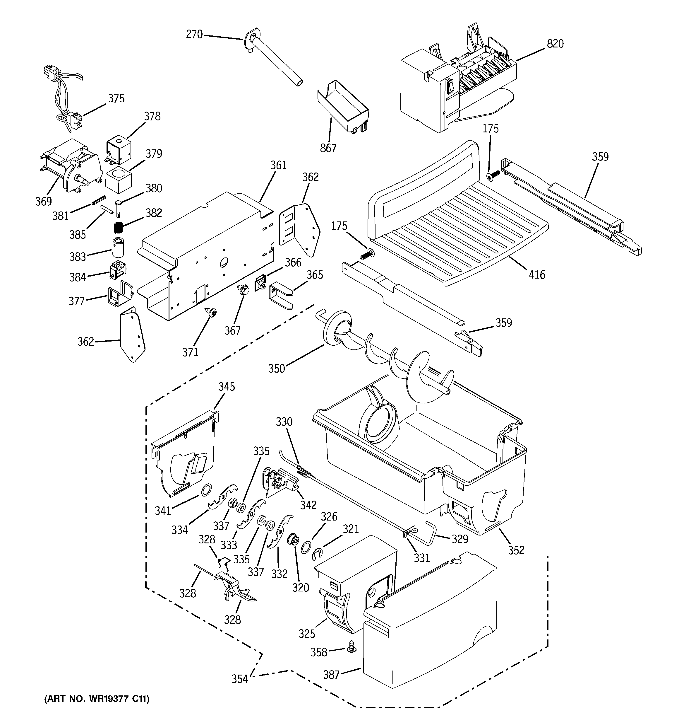 GE ESS23XGSBBB ice maker & dispenser diagram