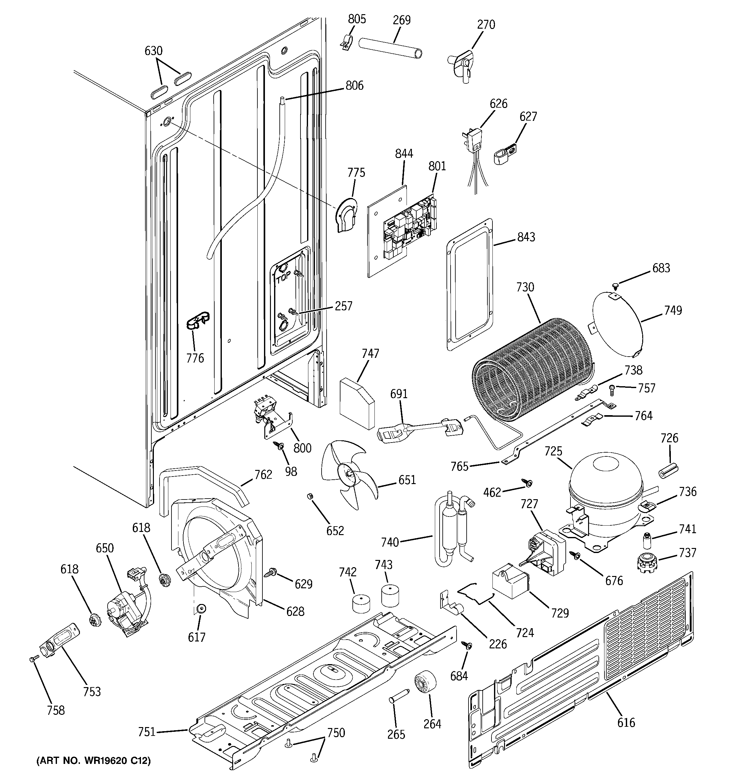 GE GSL22JFPJBS sealed system & mother board diagram