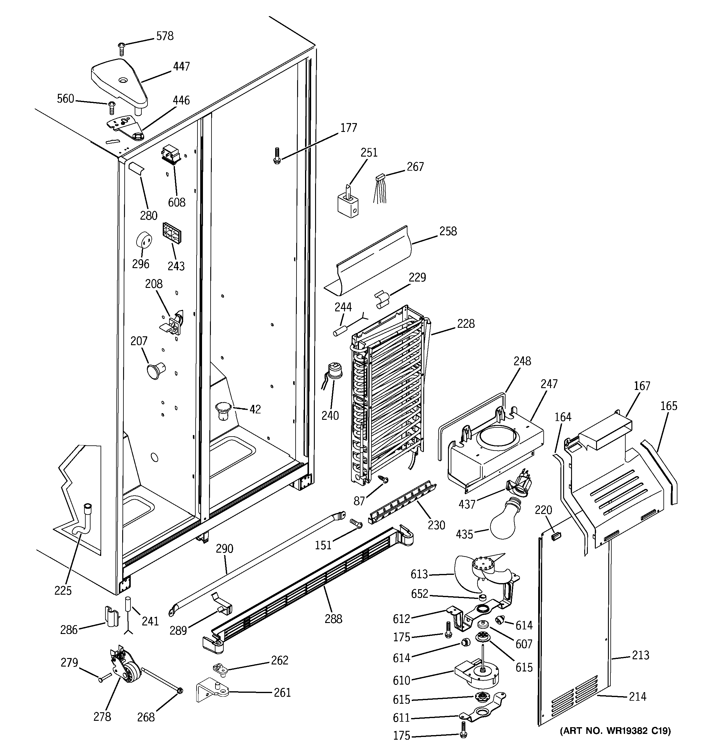 GE GSS22IBPJWW freezer section diagram