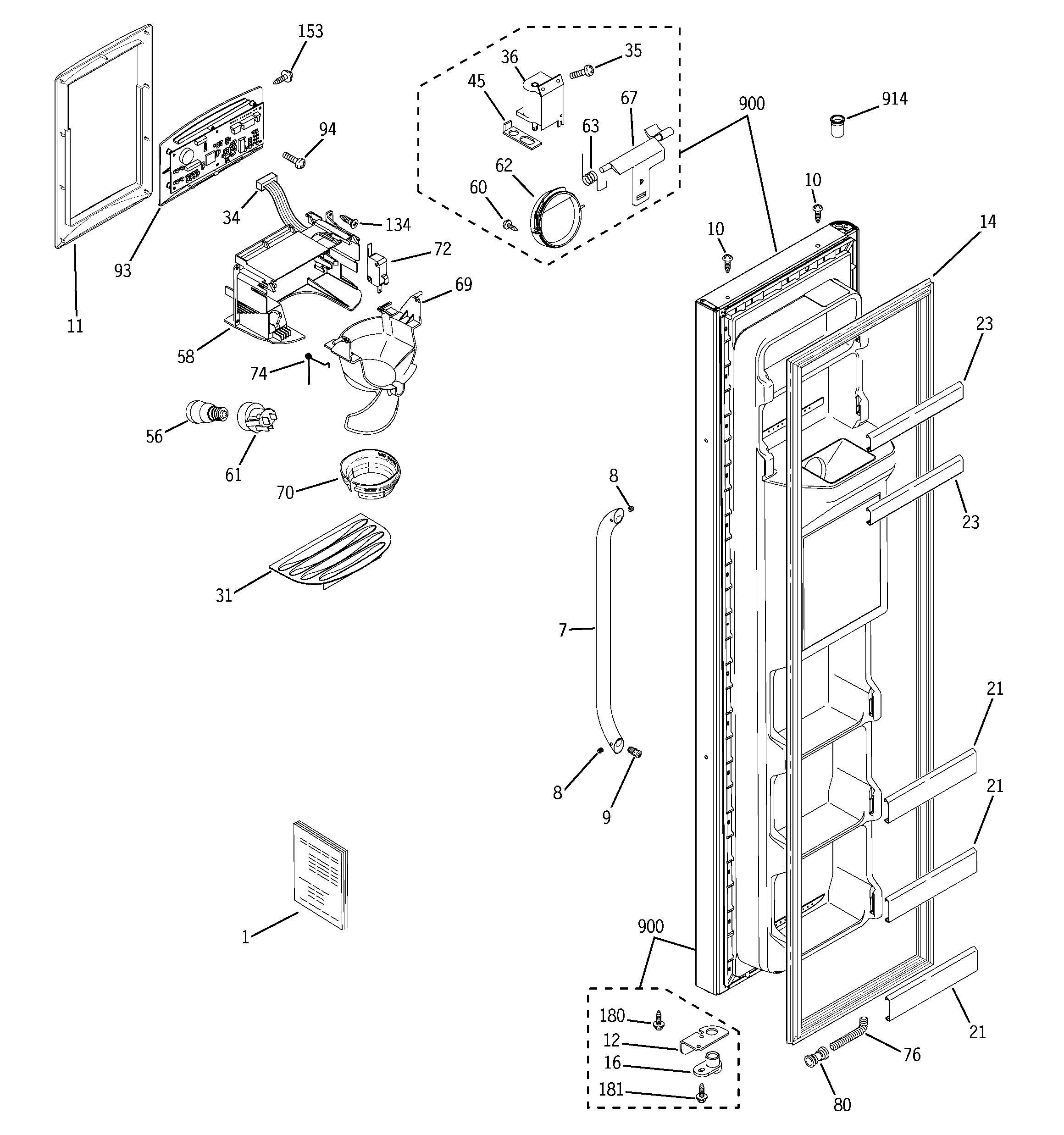 GE GSS22SGRFSS freezer door diagram