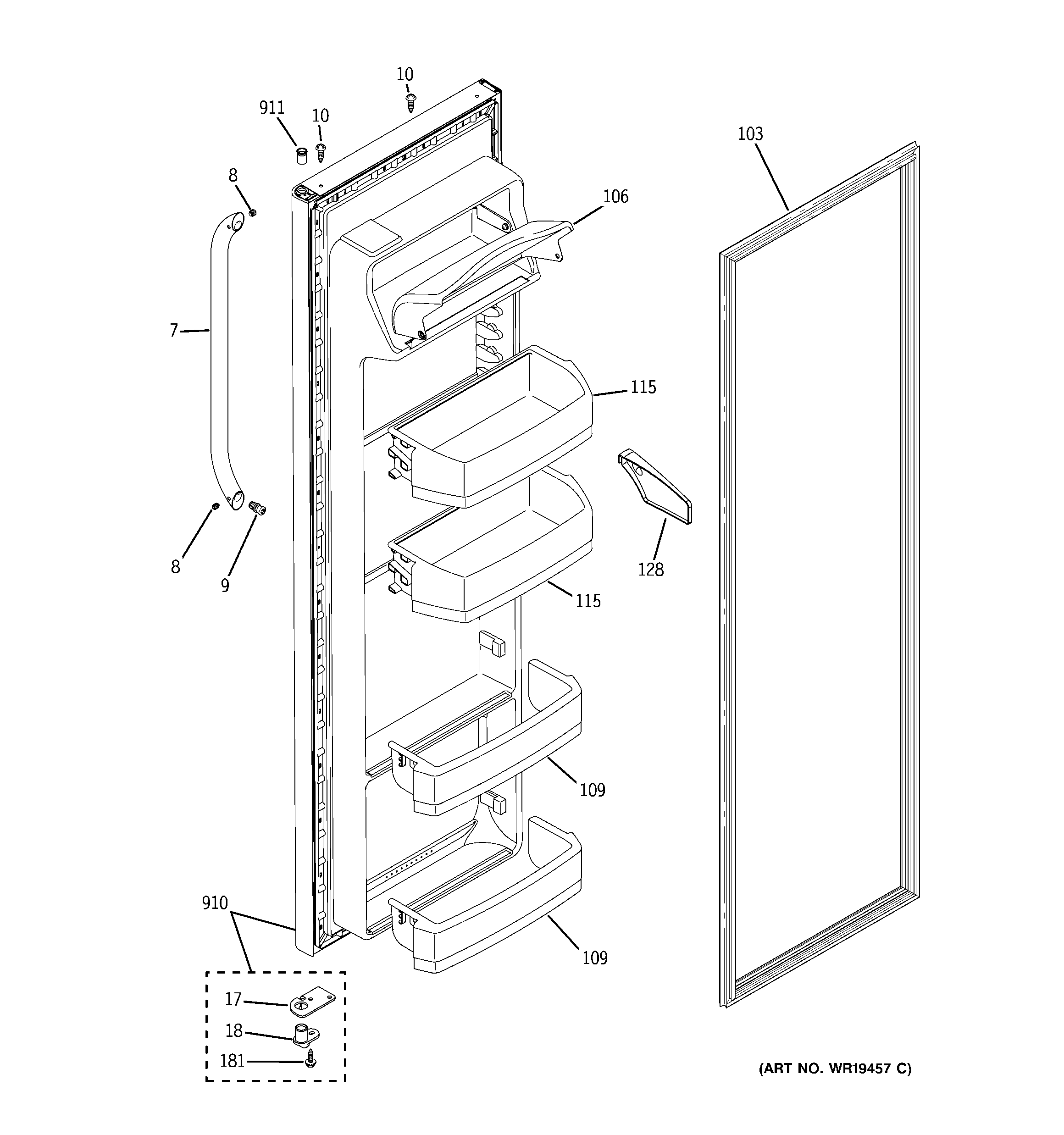 GE GSS22SGRFSS fresh food door diagram