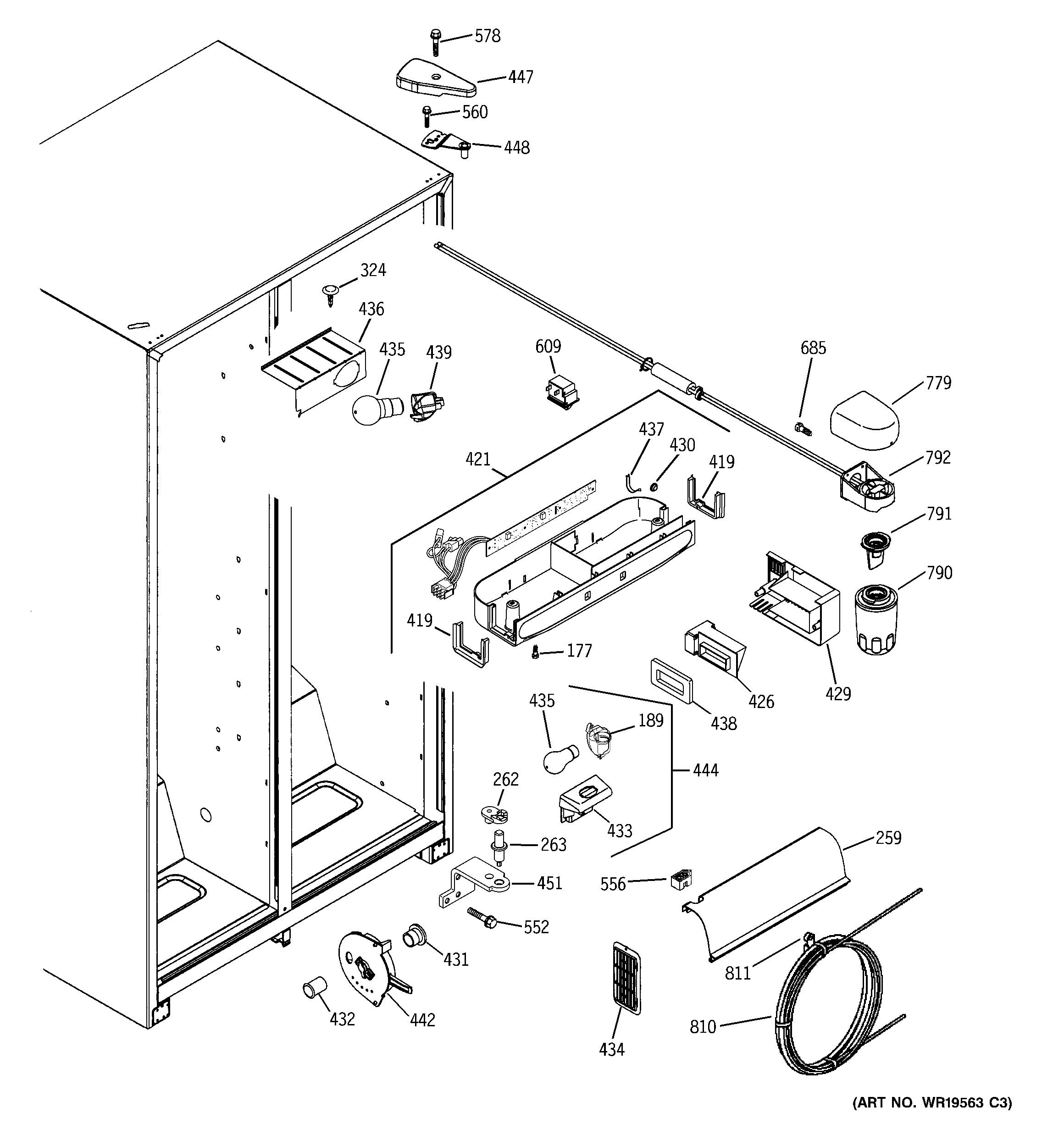 GE GSS22SGRFSS fresh food section diagram