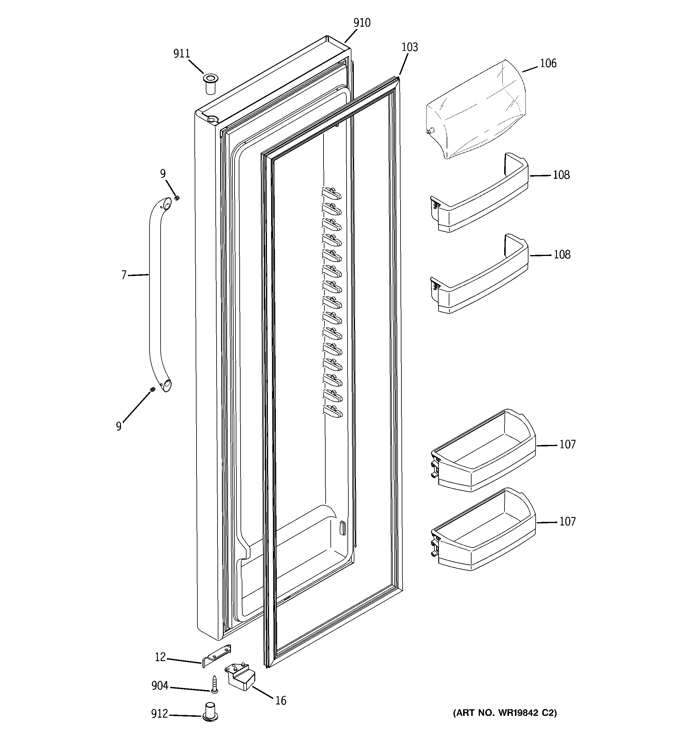 GE GSS23SGSBSS fresh food door diagram