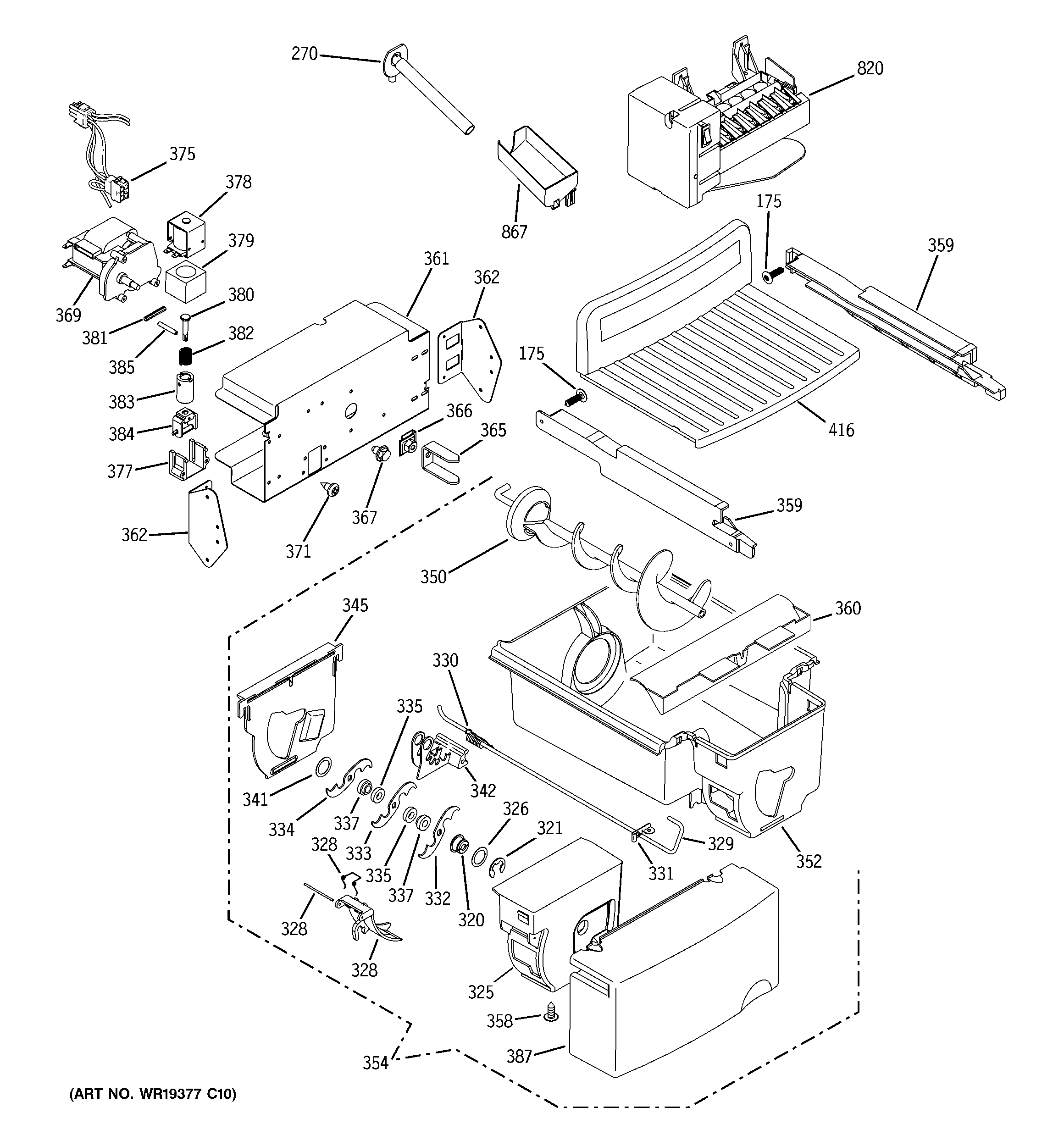 GE GSS23SGSBSS ice maker & dispenser diagram