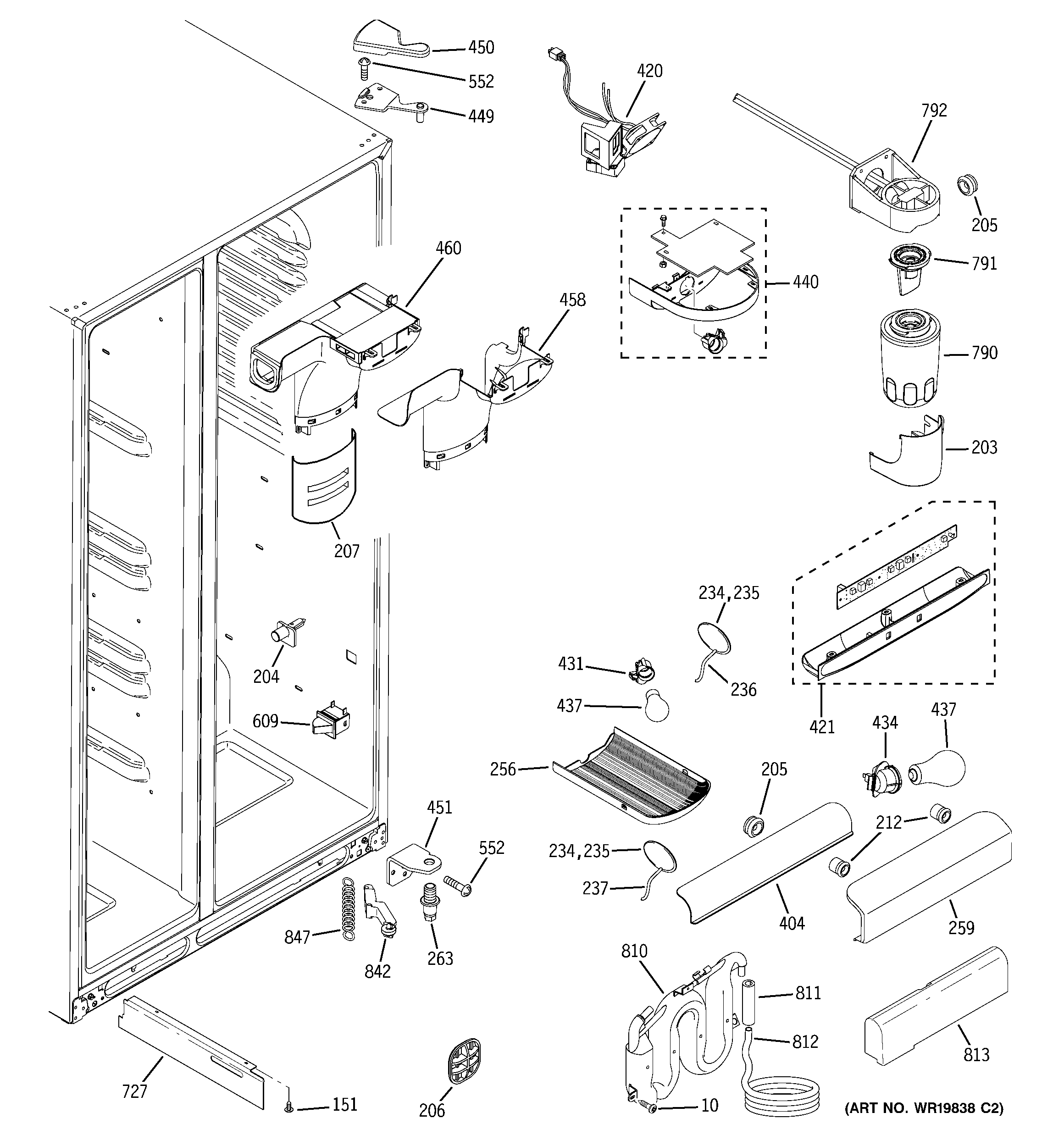 GE GSS23WGSBWW fresh food section diagram