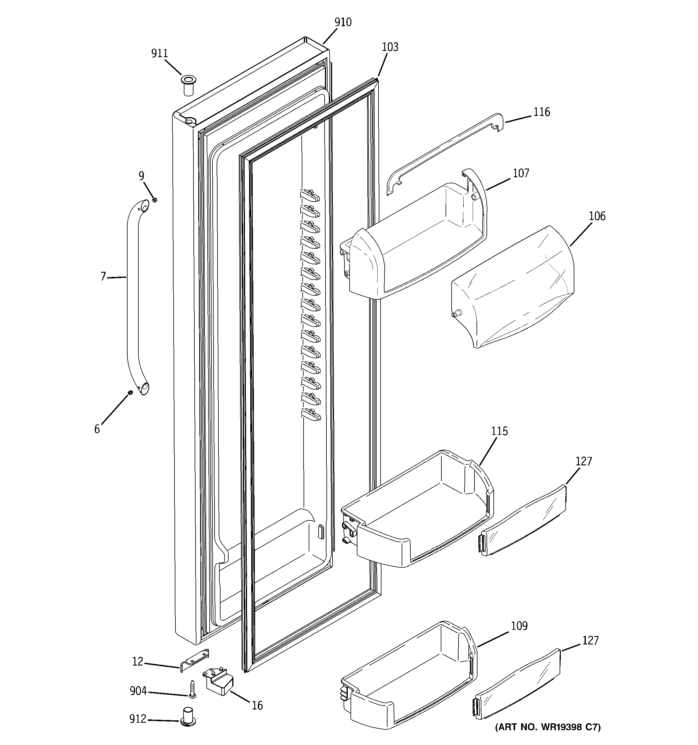 GE GSS25TSRCSS fresh food door diagram