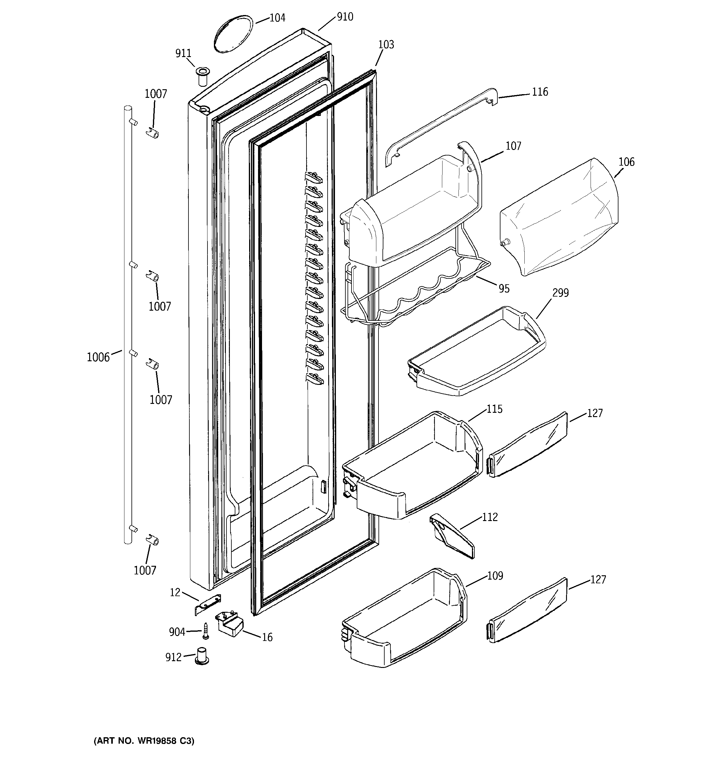 GE ZSG27NGSASS fresh food door diagram