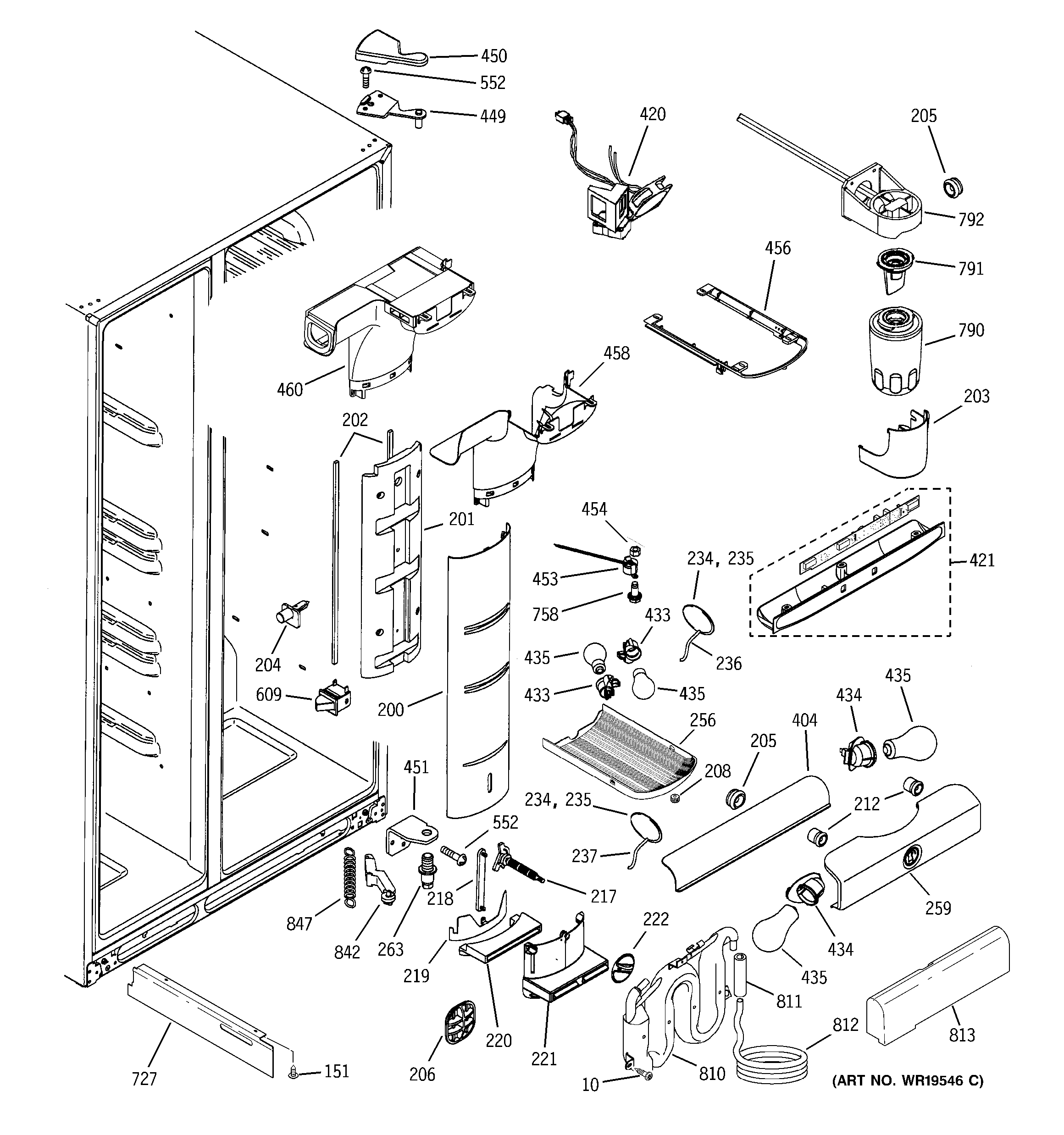 GE ZSG27NGSASS fresh food section diagram