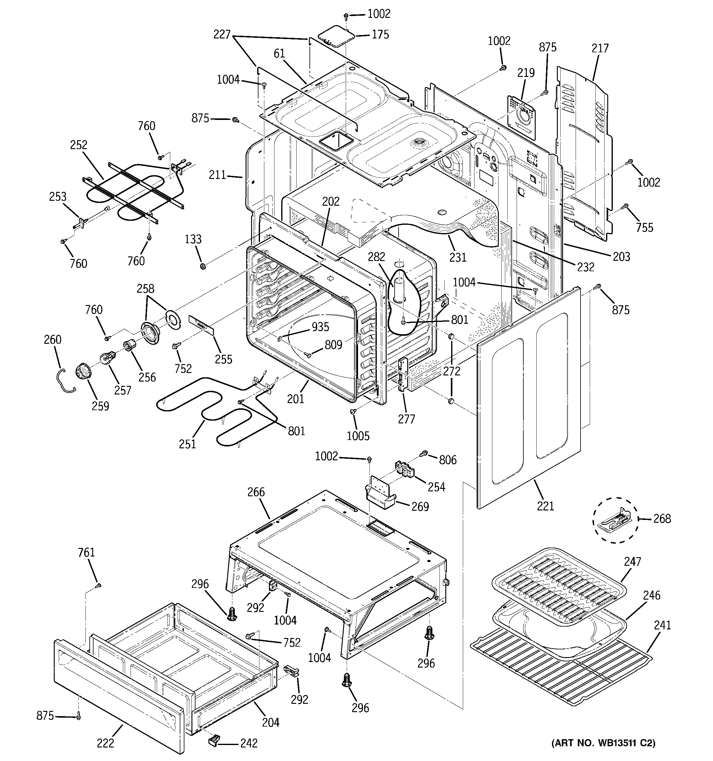 GE JBP35WK1WW body parts diagram
