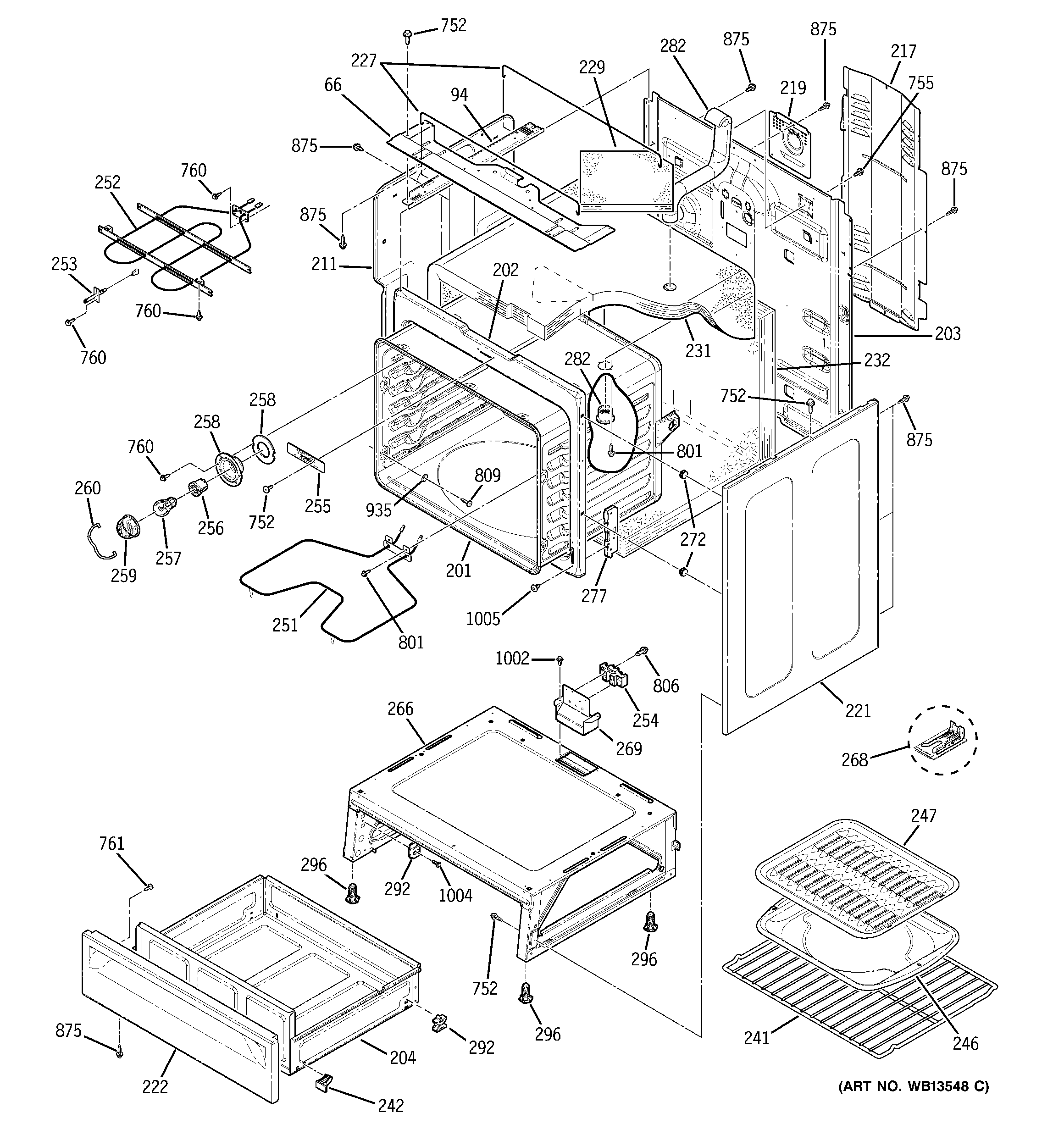 GE JBP64WK1WW body parts diagram