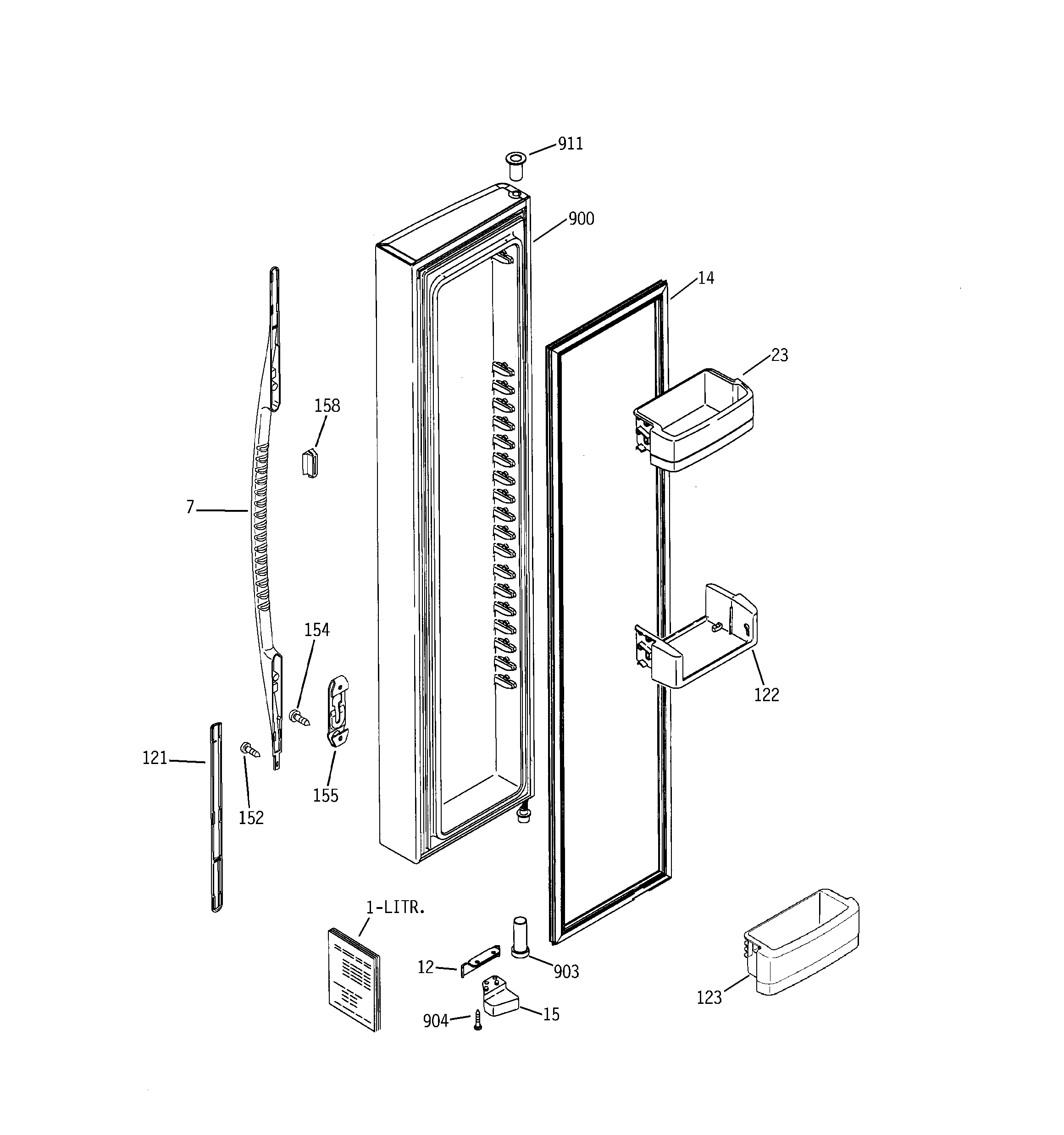 GE GSK25LASACCC freezer door diagram
