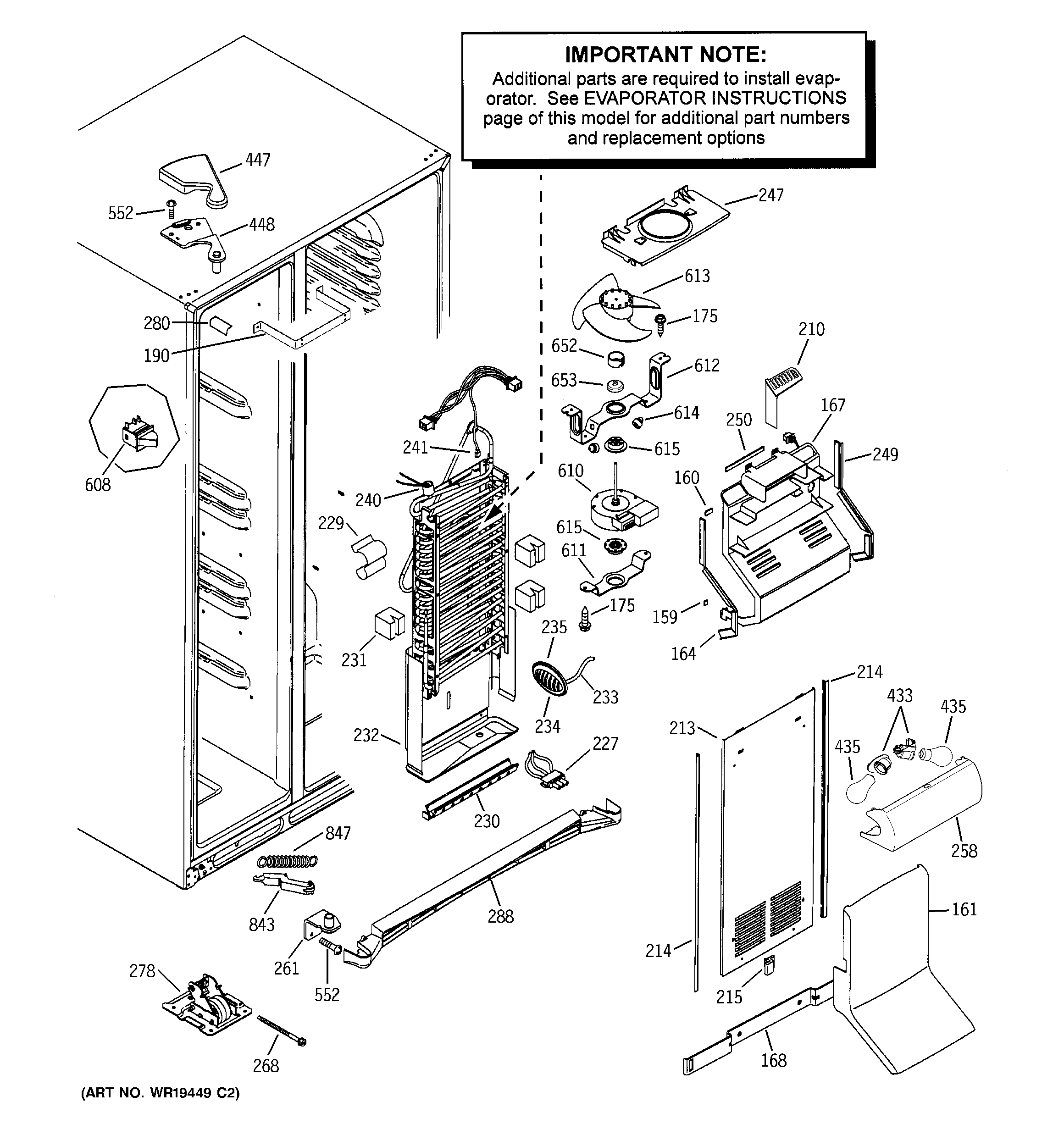 GE GSK25LASACCC freezer section diagram
