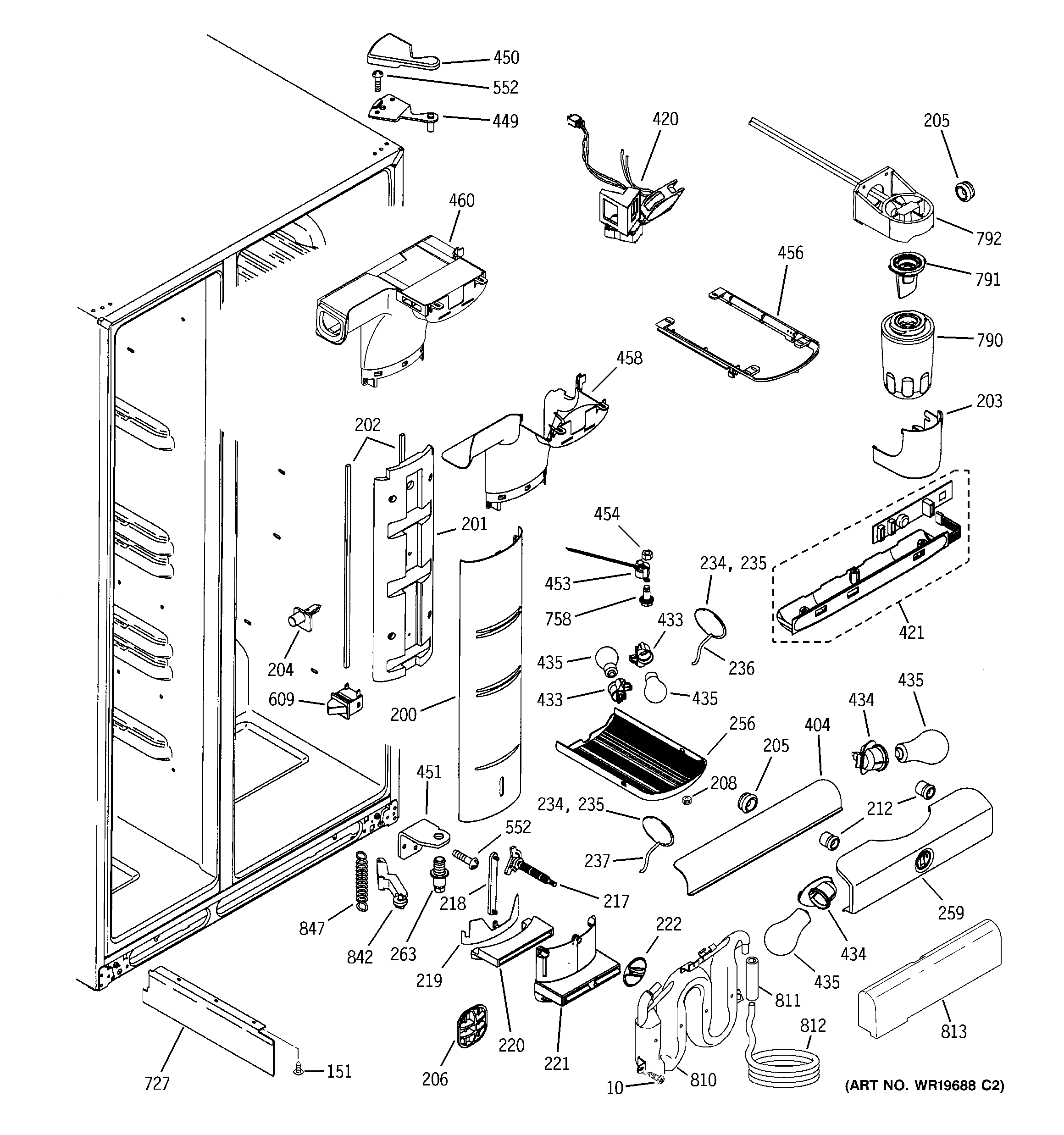 GE PCK23NHSAFCC fresh food section diagram
