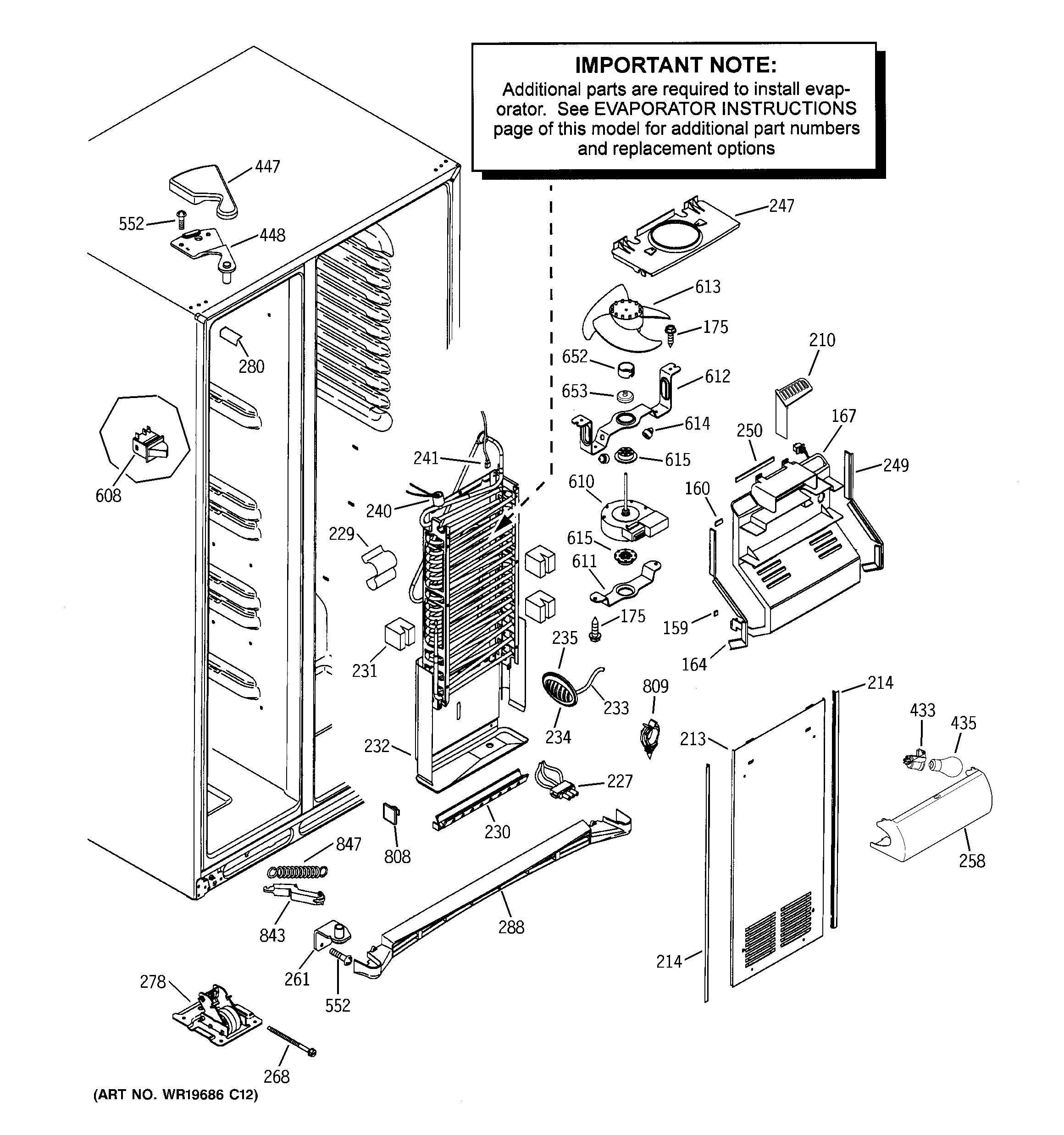 GE PSK25NGSACWW freezer section diagram