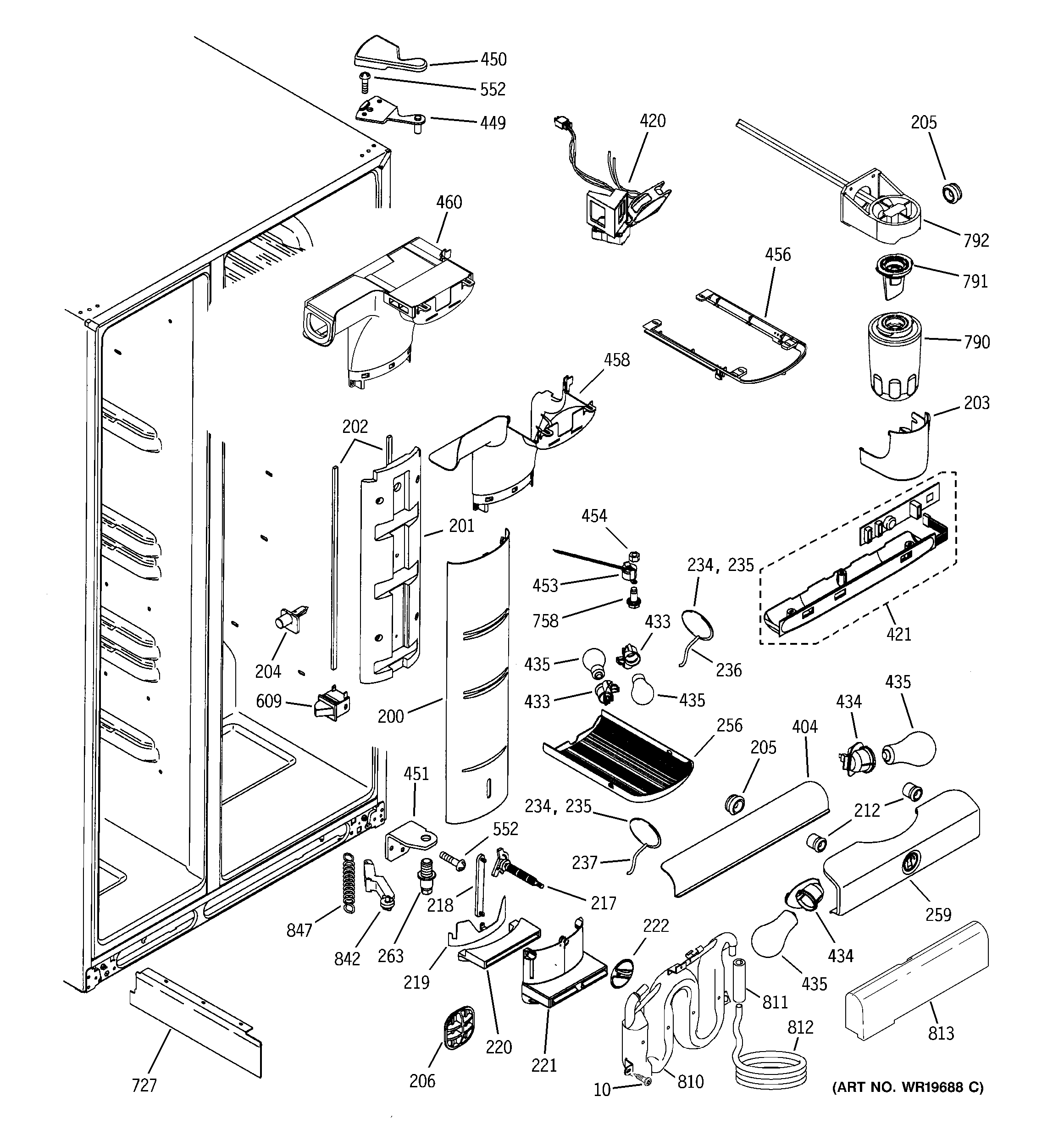 GE PSK27NGSACWW fresh food section diagram