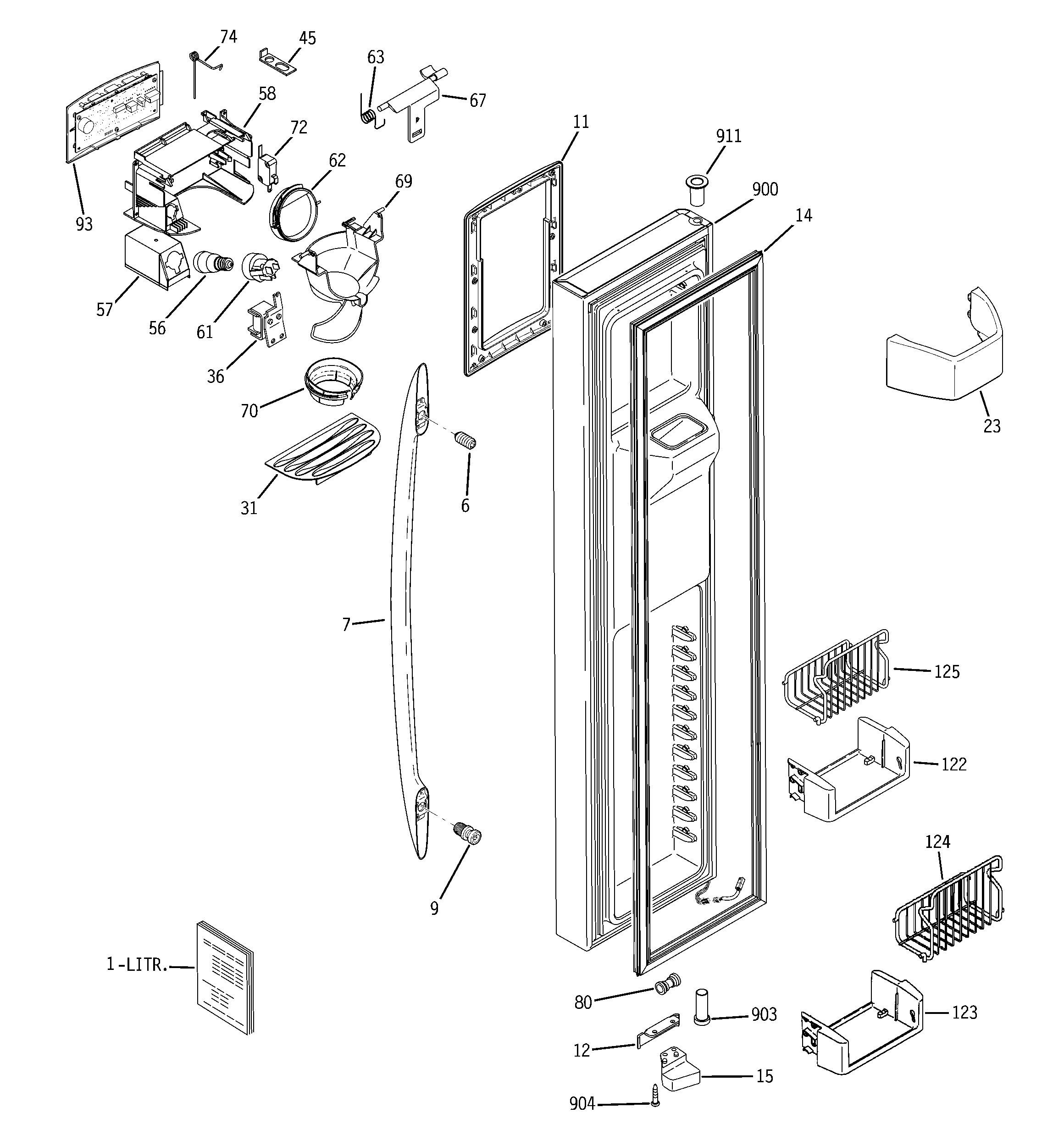 GE PSK27SGSACSS freezer door diagram