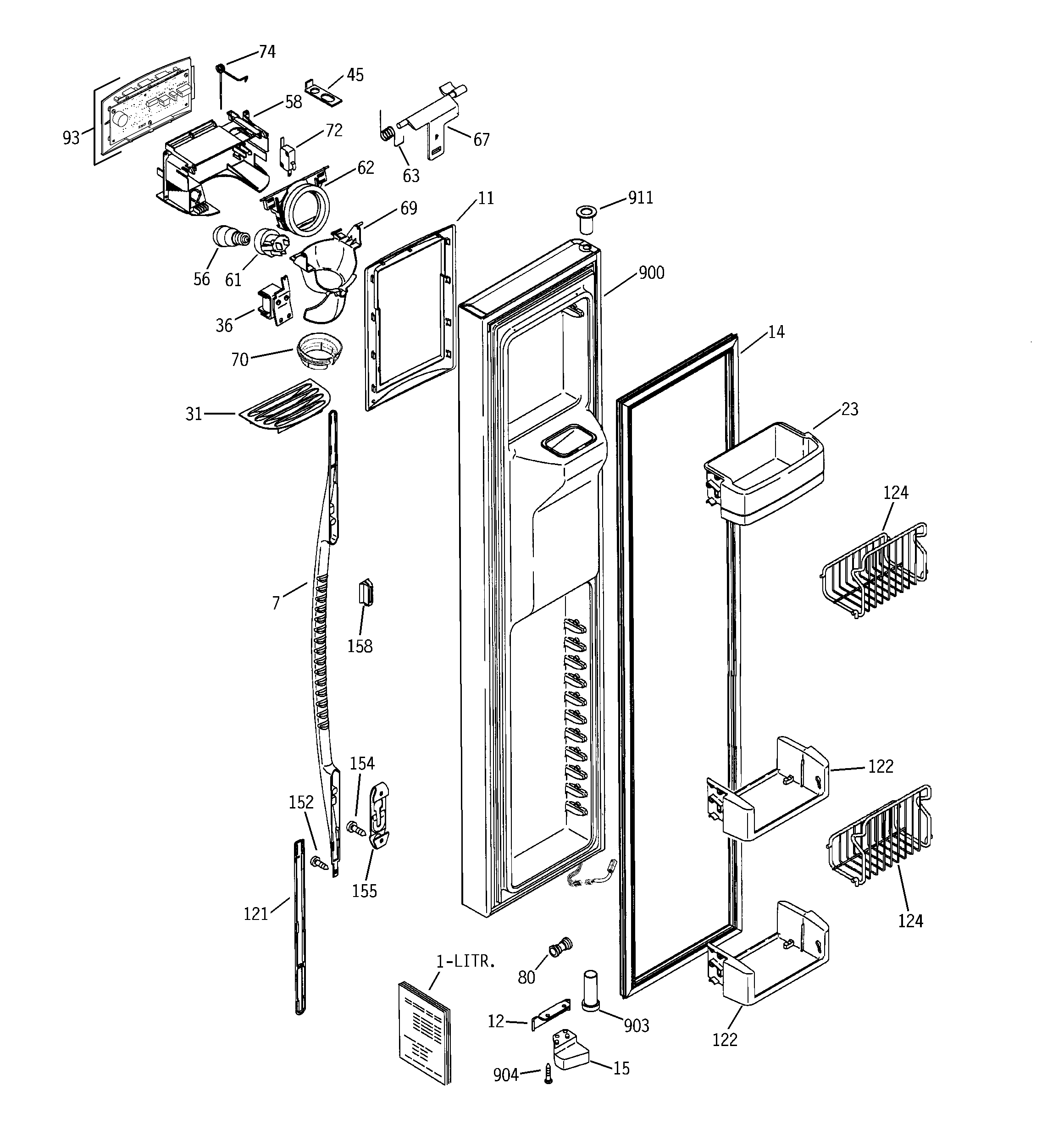 GE PSK29NHSACCC freezer door diagram