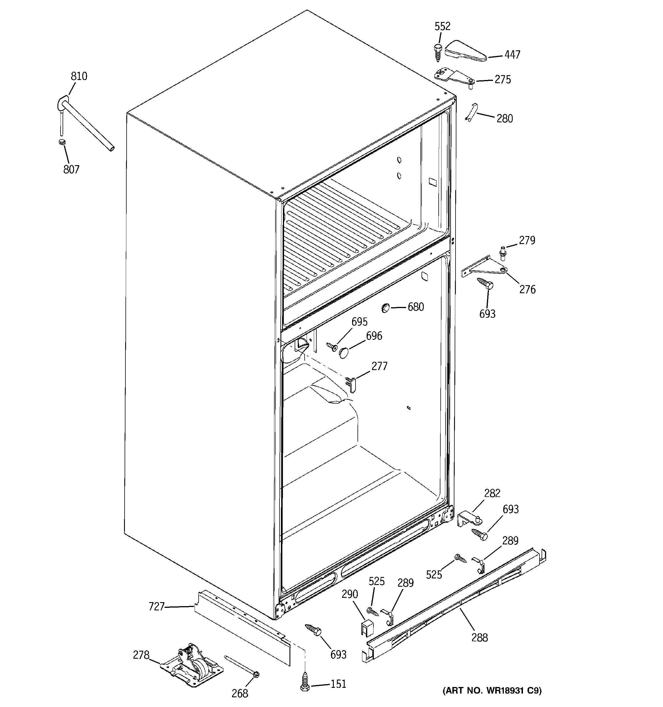 GE PTS22LCSARCC case parts diagram