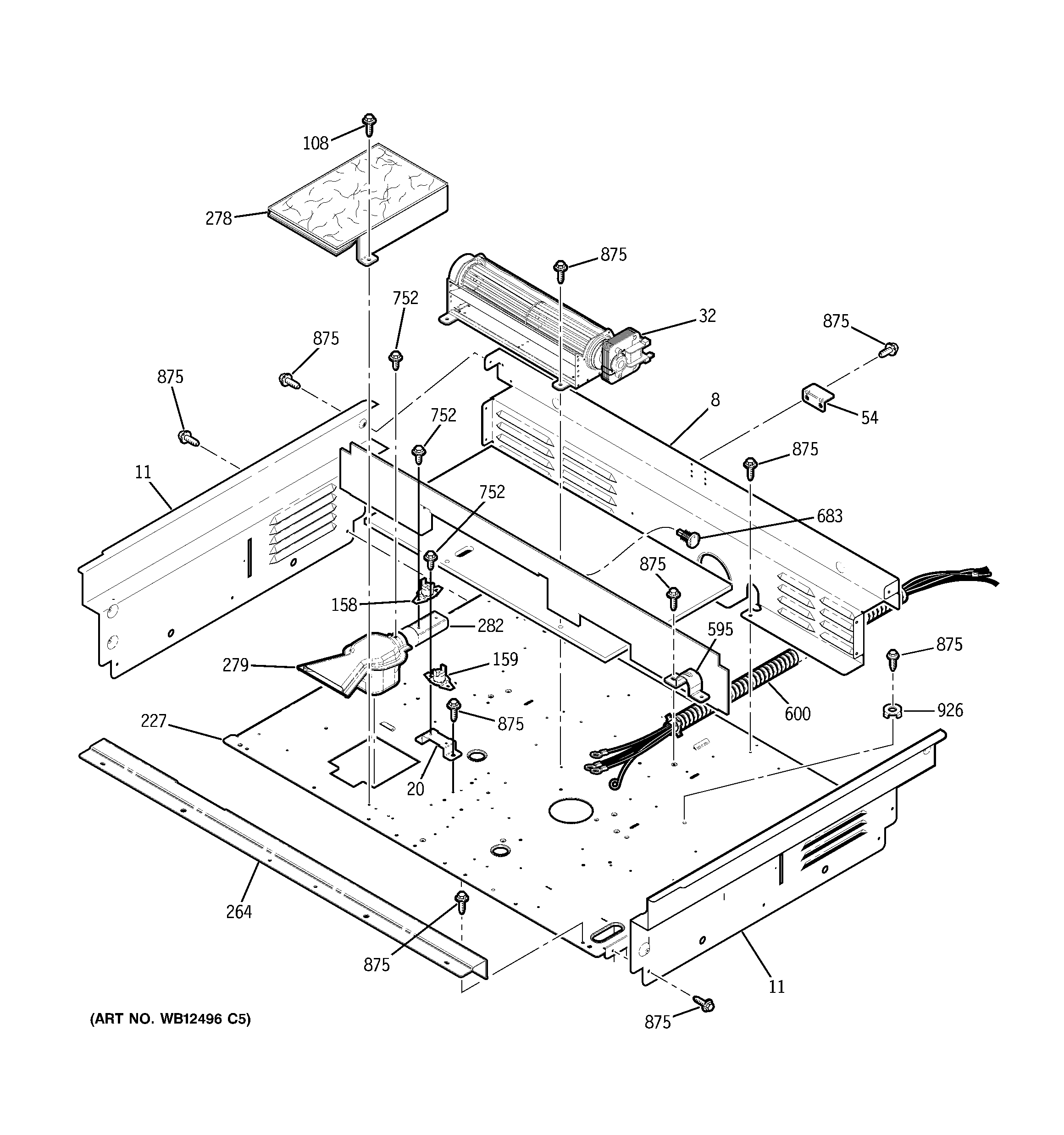 GE JDP47WF6WW cooling fan diagram