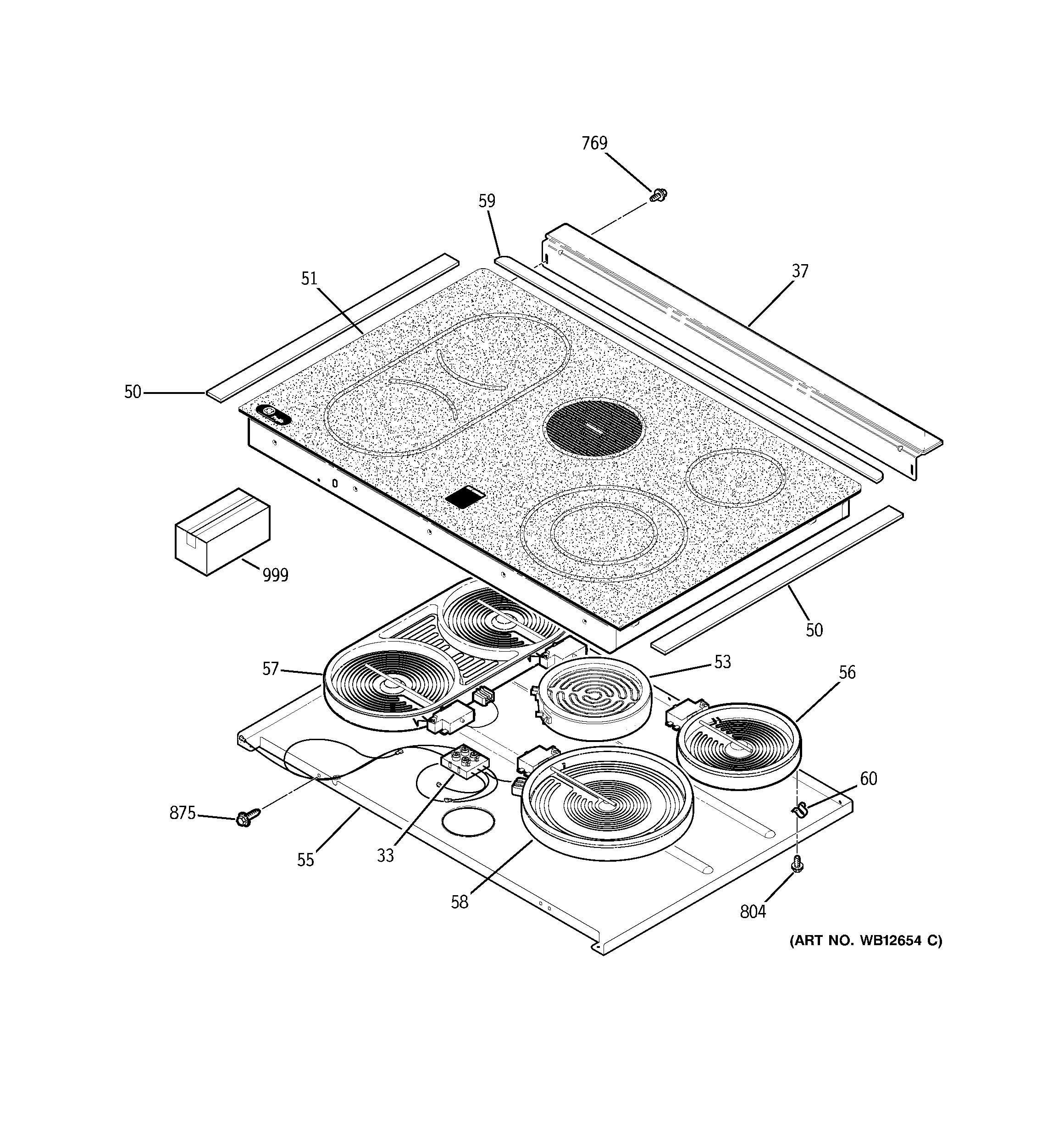 GE JS968TF6WW cooktop diagram