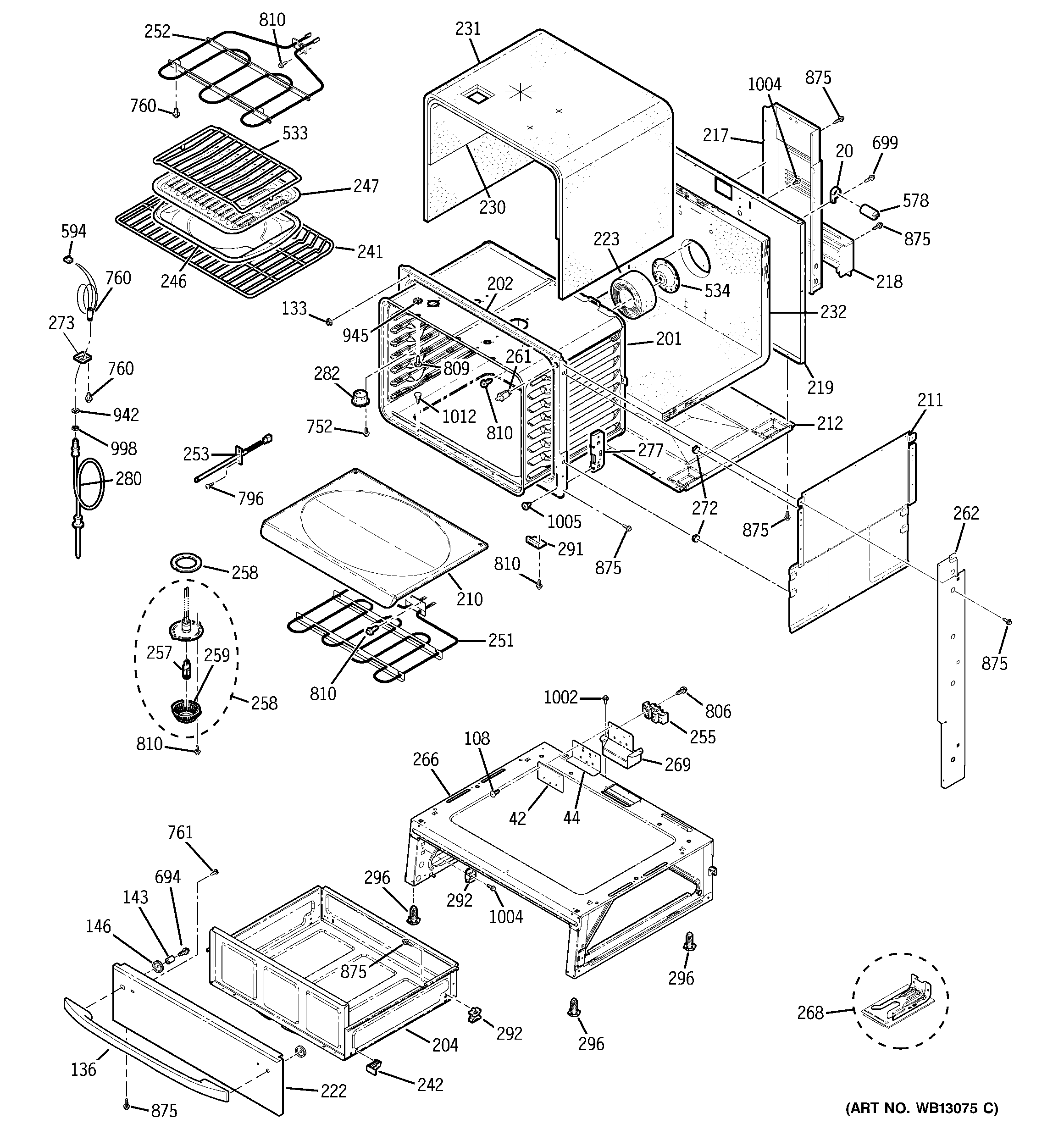 GE JS968TF6WW body parts diagram