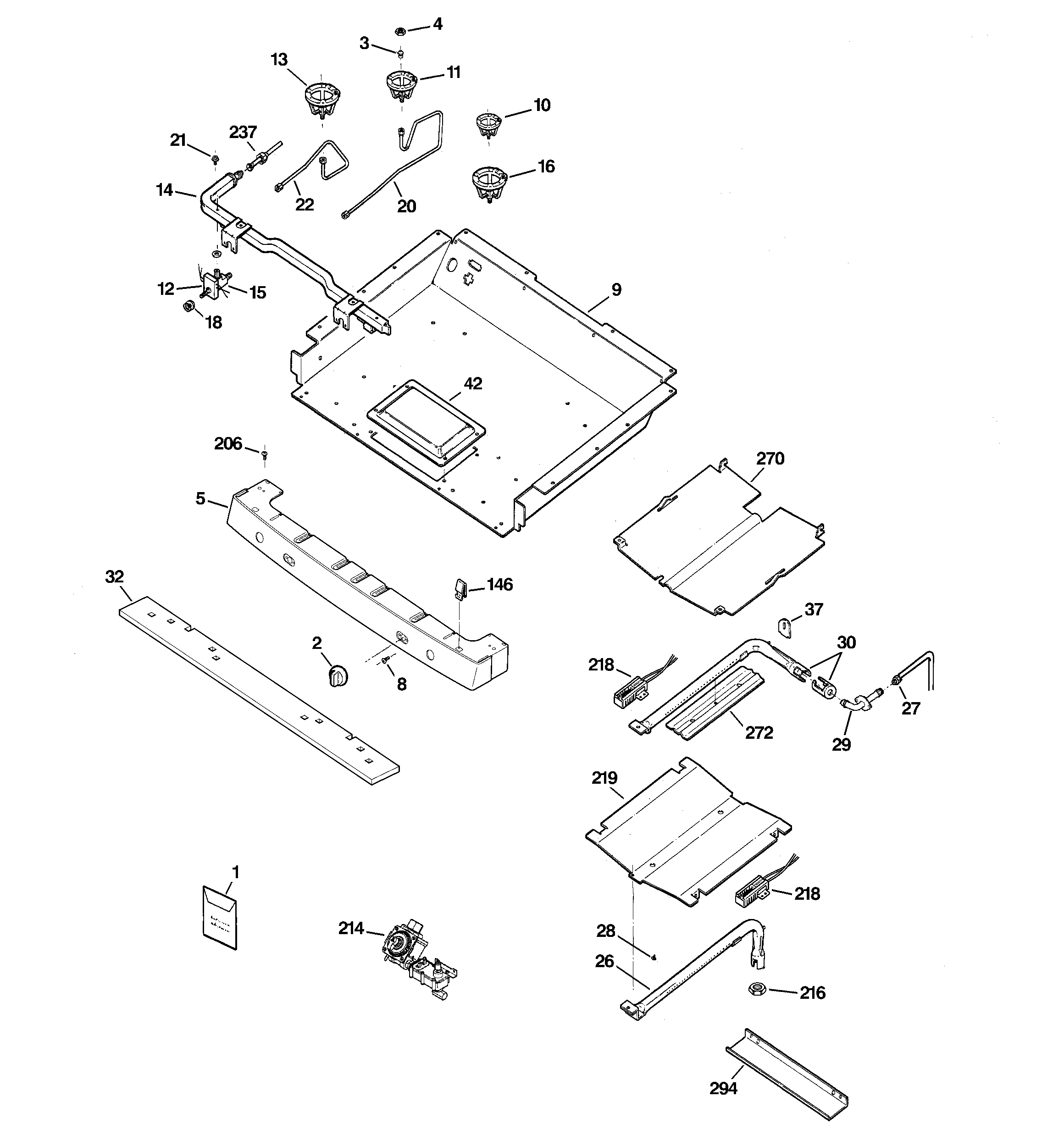 GE JGBP36SEJ2SS gas & burner parts diagram