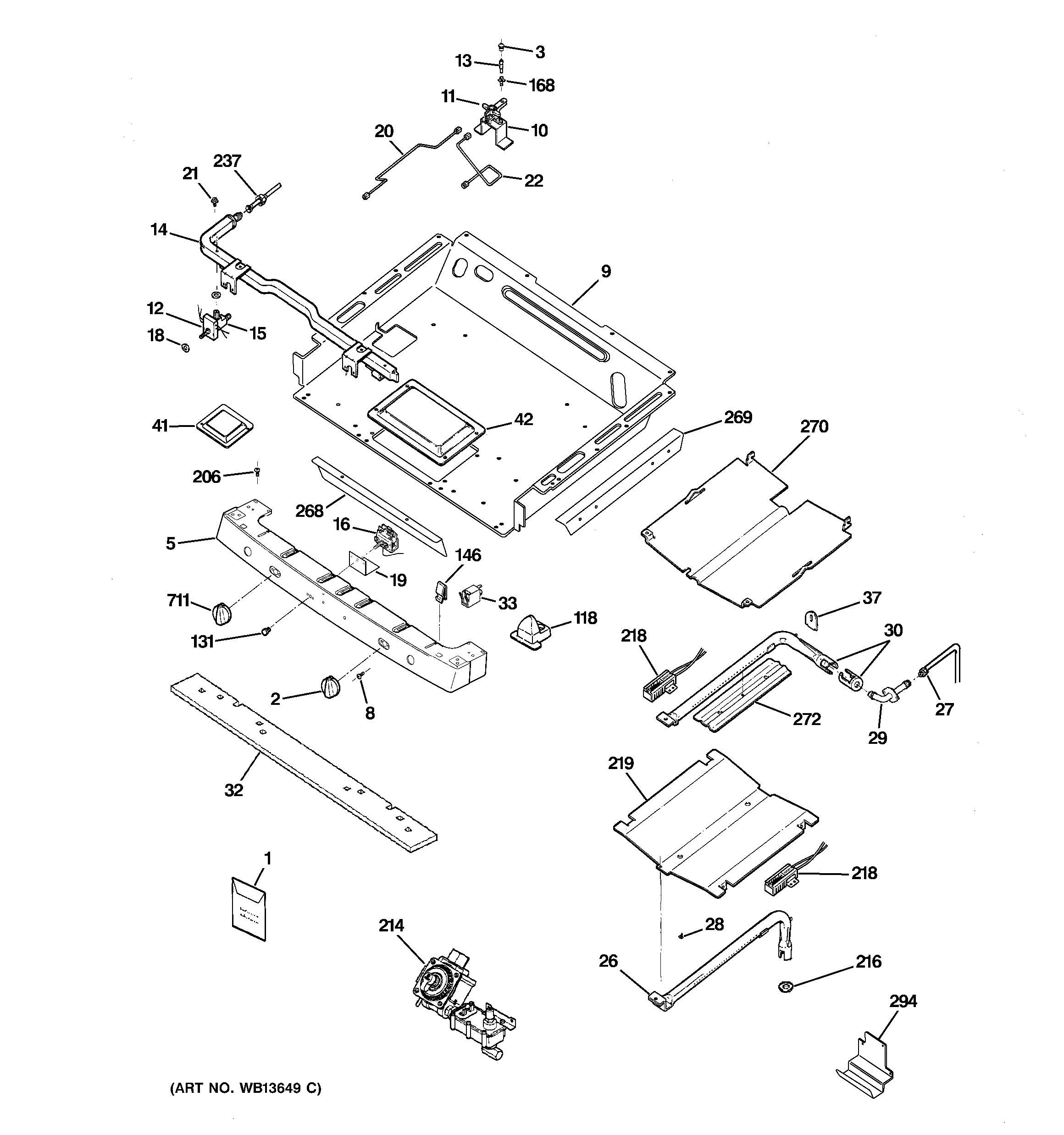 GE JGB928SEK3SS gas & burner parts diagram