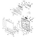 GE GSD5132F02WW escutcheon & door assembly diagram