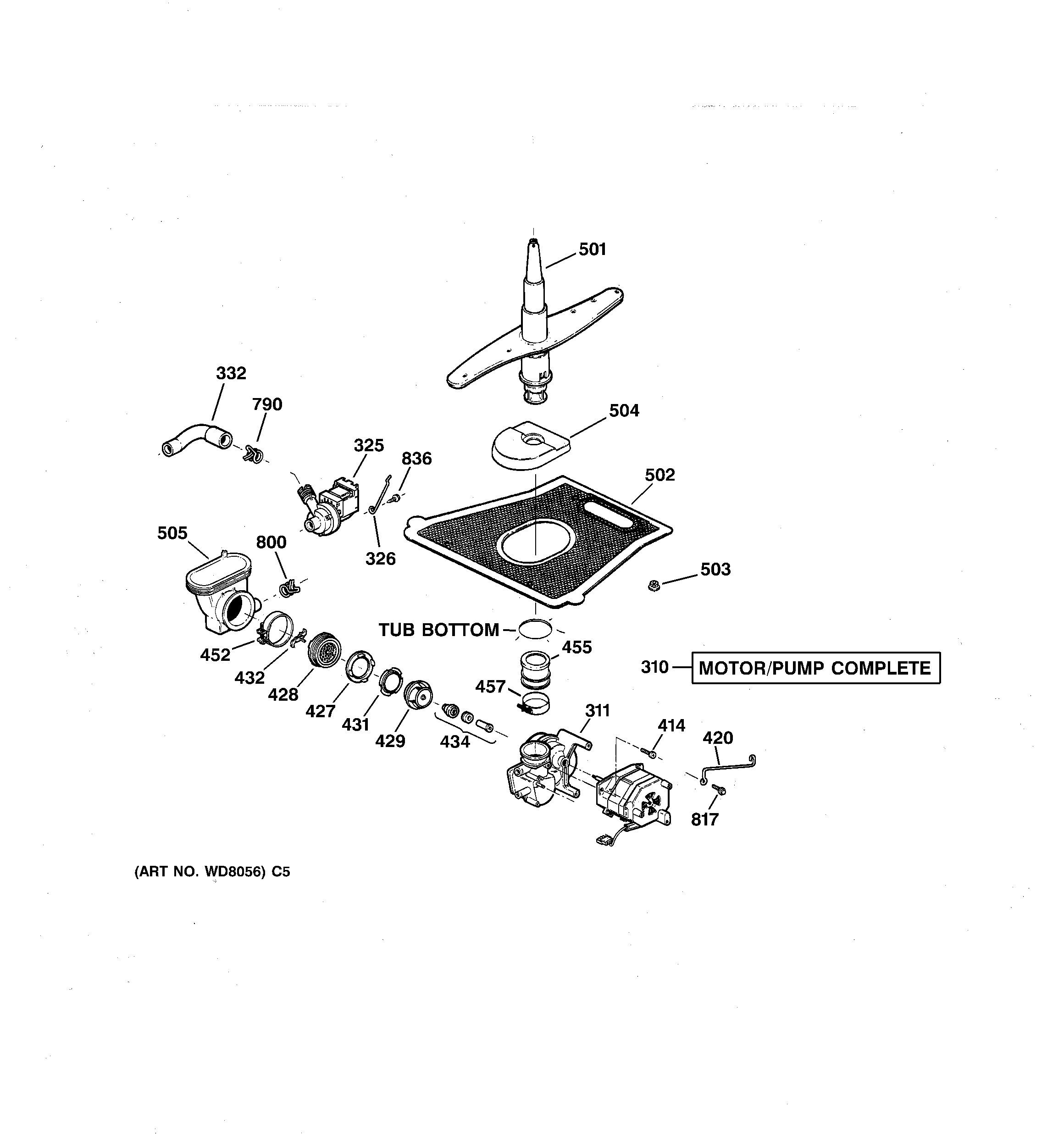 GE GSD5122F02BB motor-pump mechanism diagram