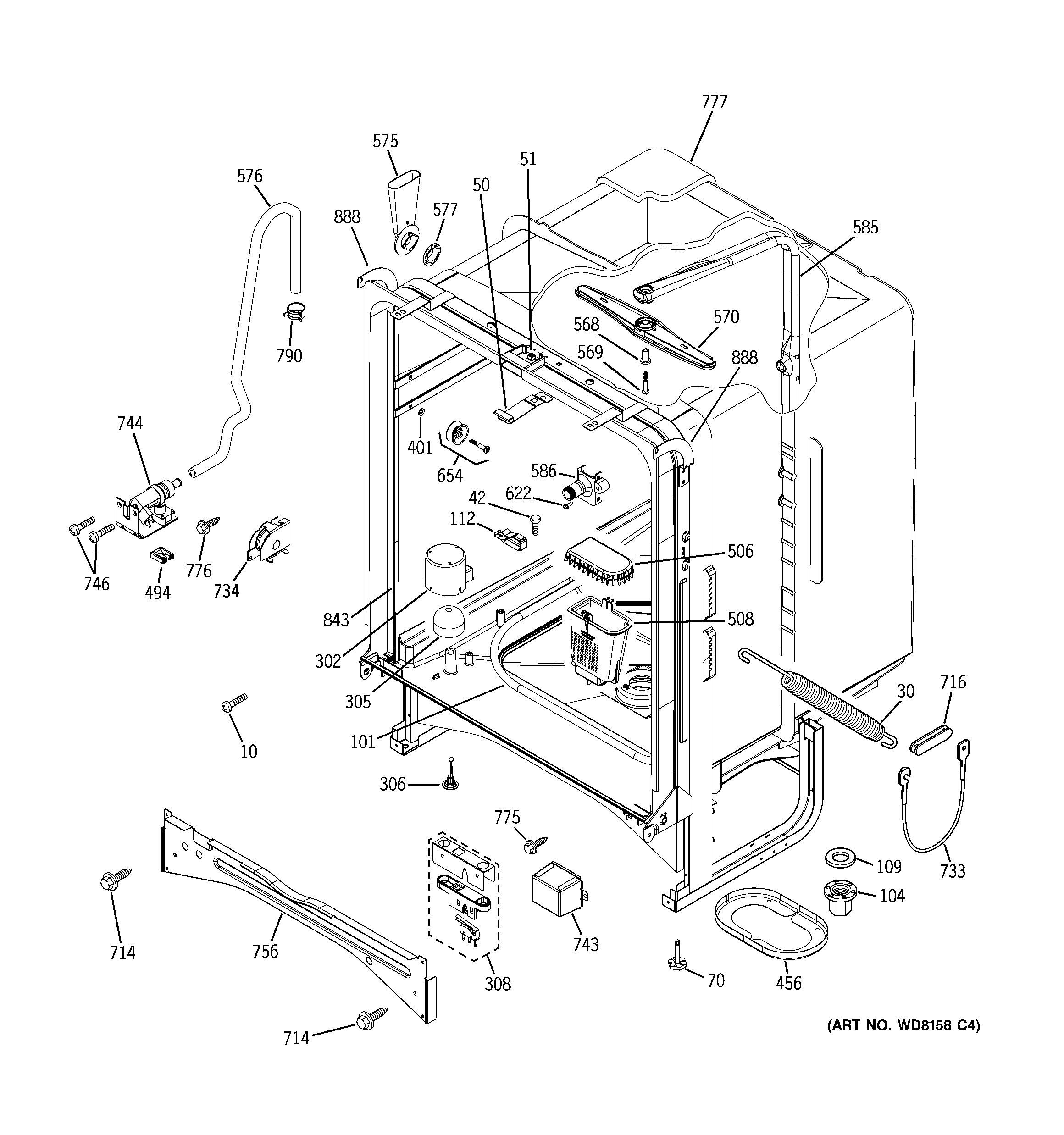 GE GSD6260J10SS body parts diagram