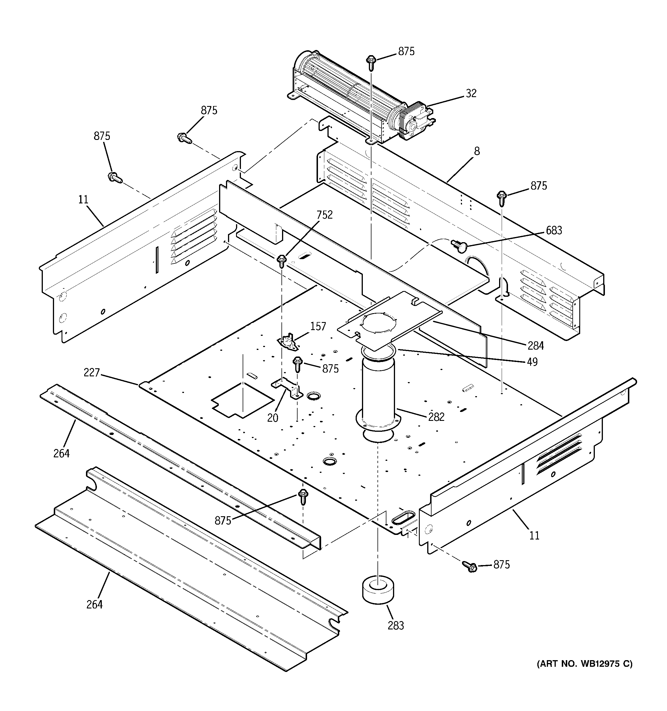 GE JGSP48CH4CC cooling fan diagram
