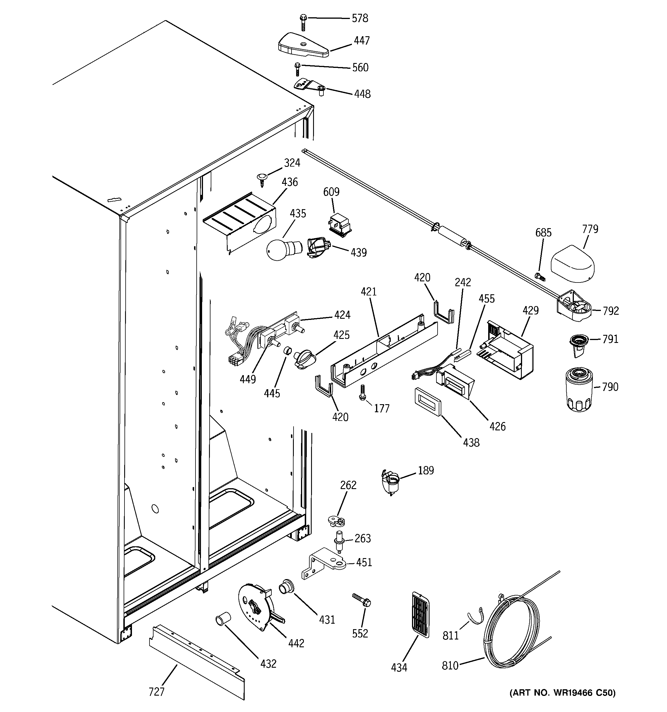 GE GSS22IFRFWW fresh food section diagram