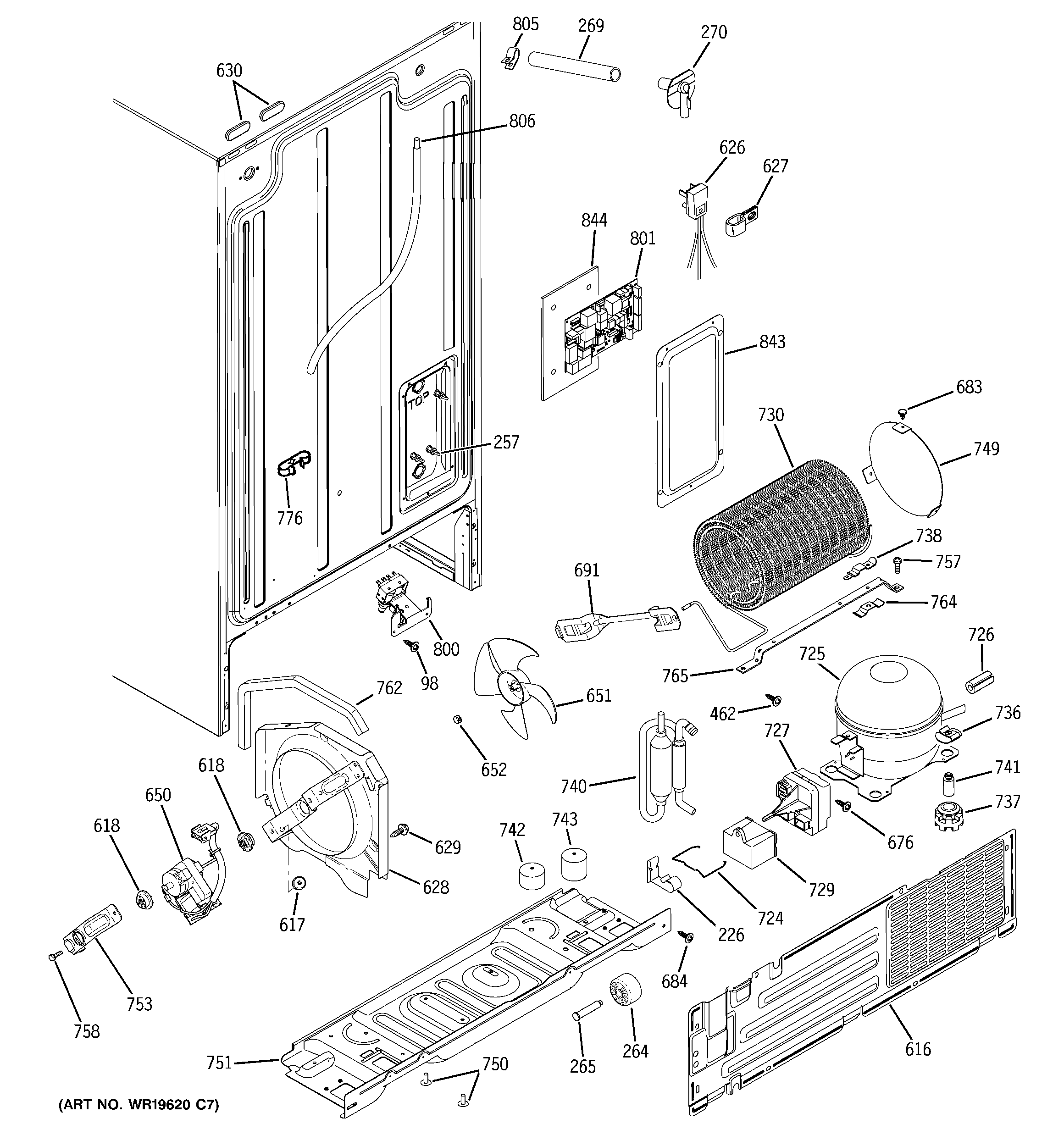 GE GSS22JERFCC sealed system & mother board diagram