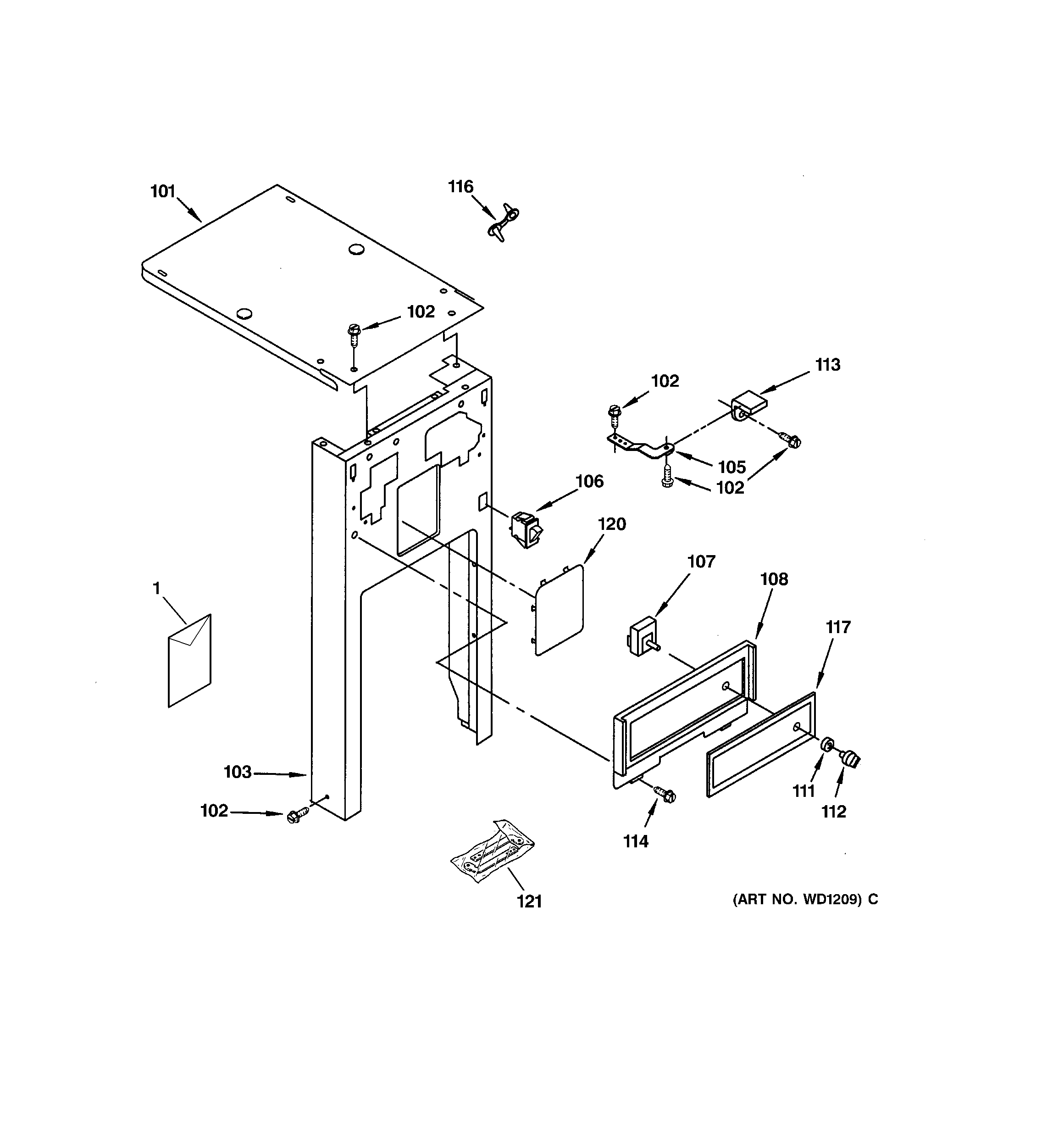 GE GCG1520F1BB cabinet & control parts diagram
