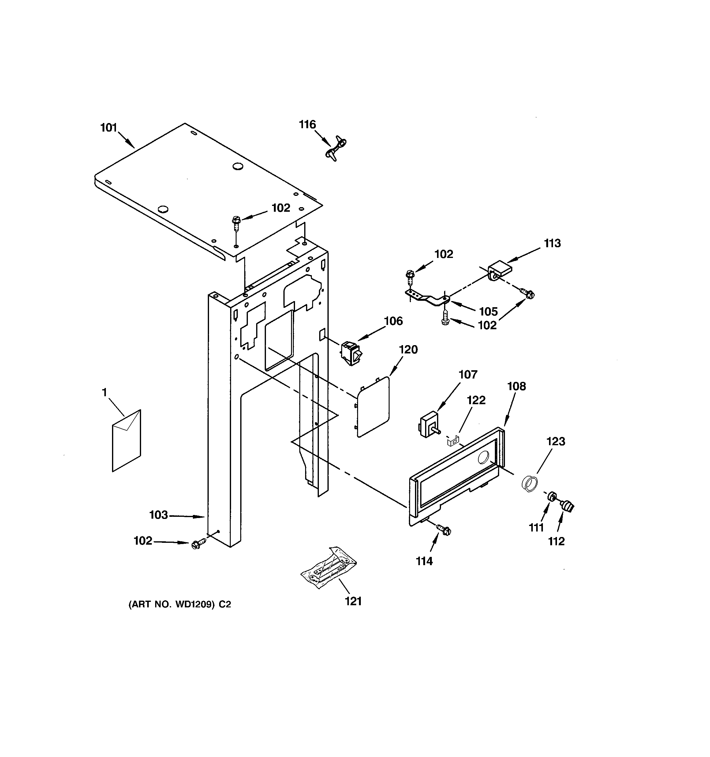 GE GCG1540F1SS cabinet & control parts diagram