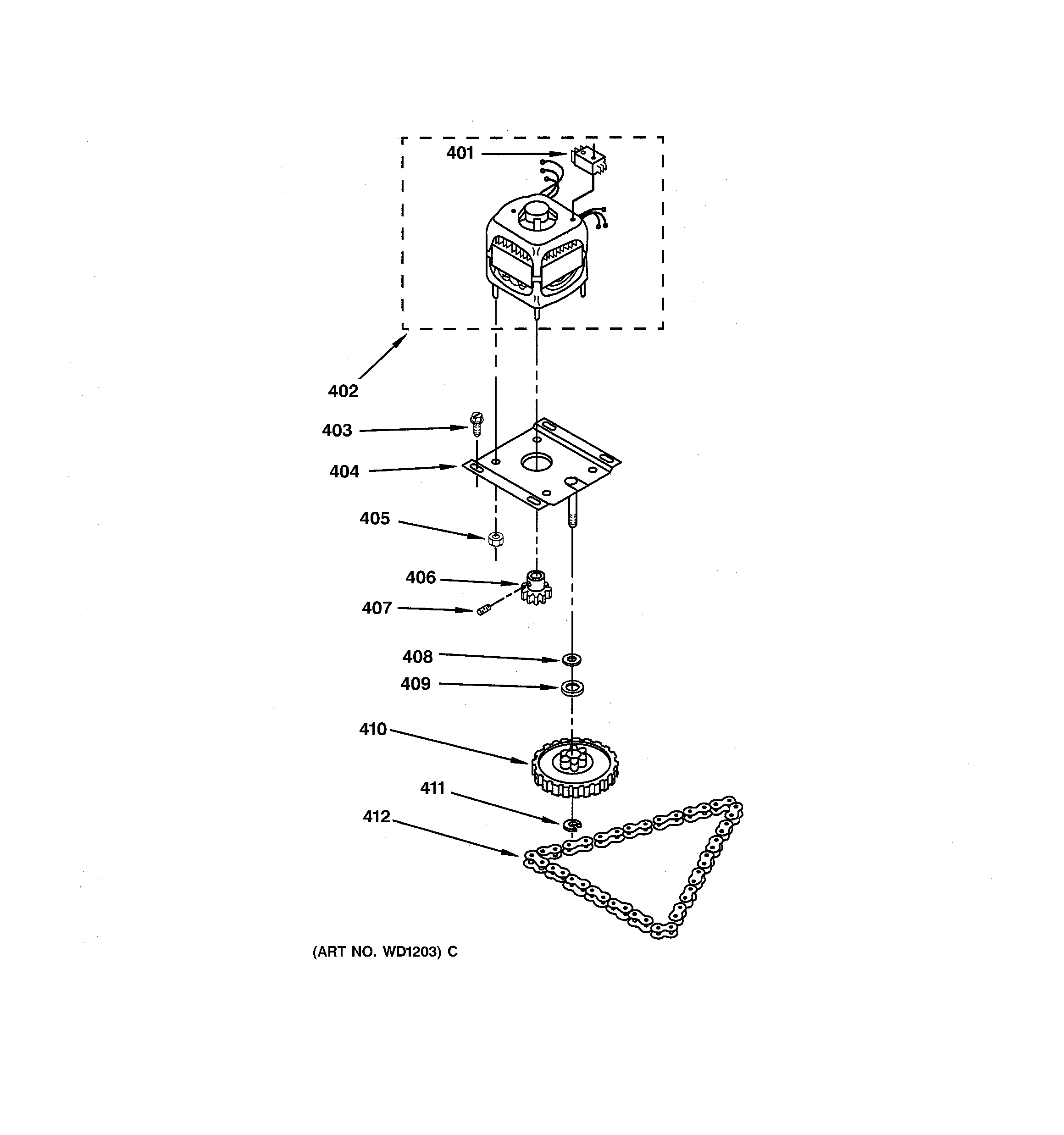 GE GCG1540F1SS motor & drive parts diagram