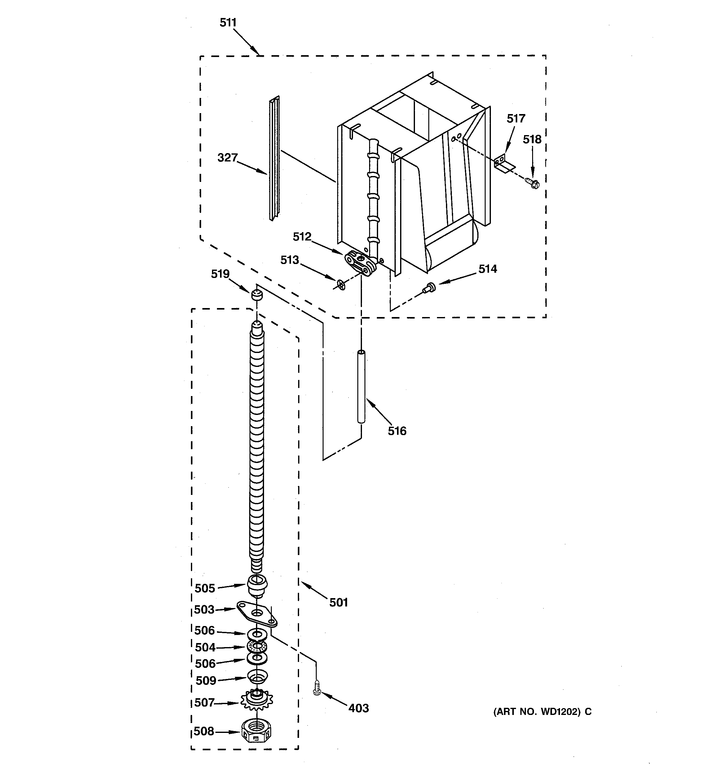 GE GCG1540F1SS powerscrew & ram parts diagram