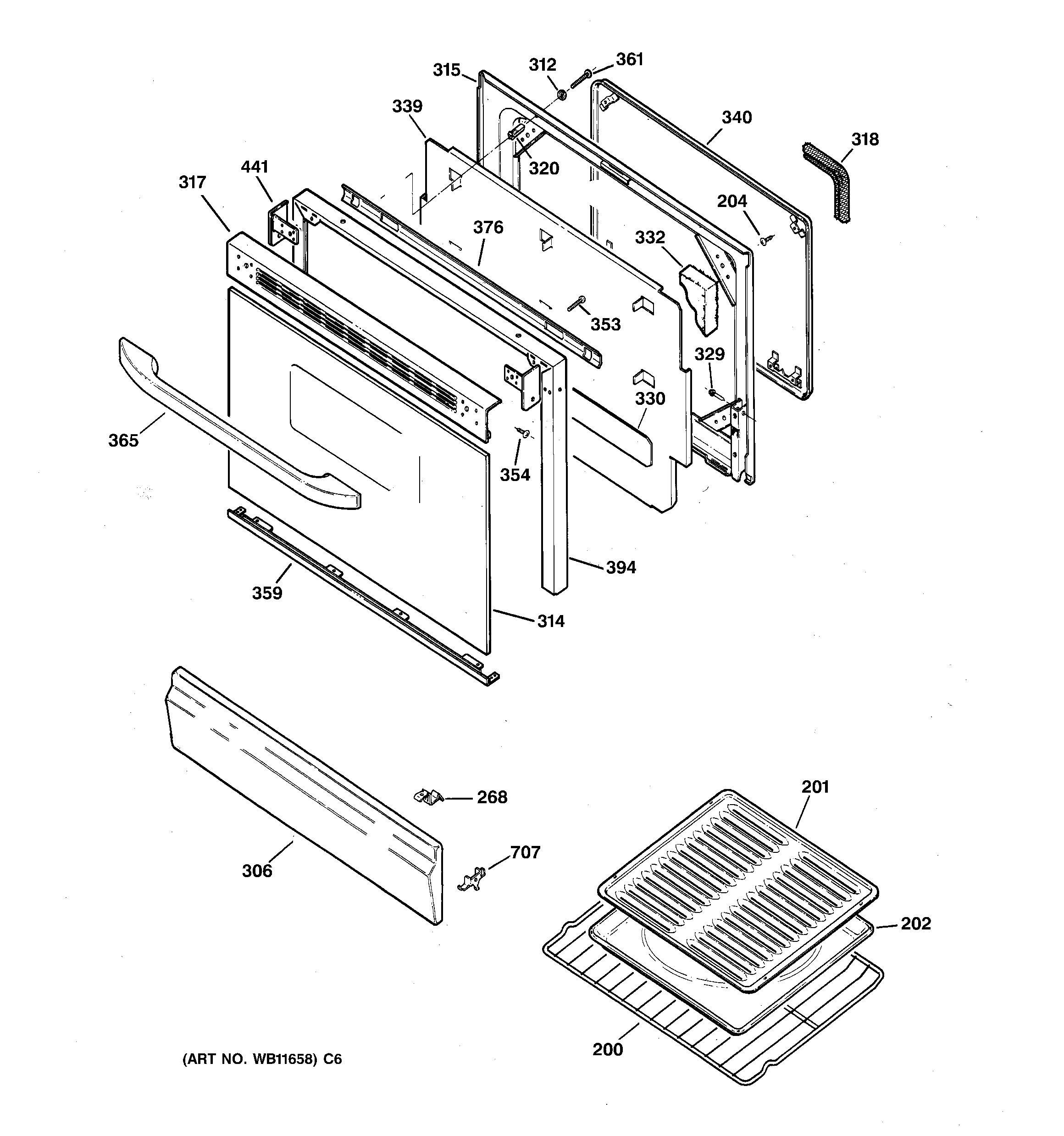GE JGBP24BEH3WH door & drawer parts diagram