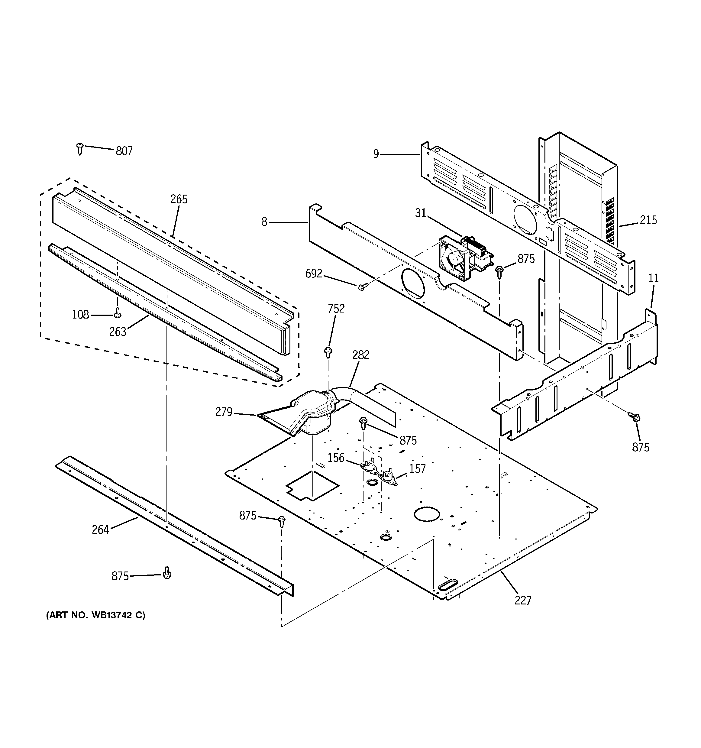 GE JT952SK3SS center spacer diagram