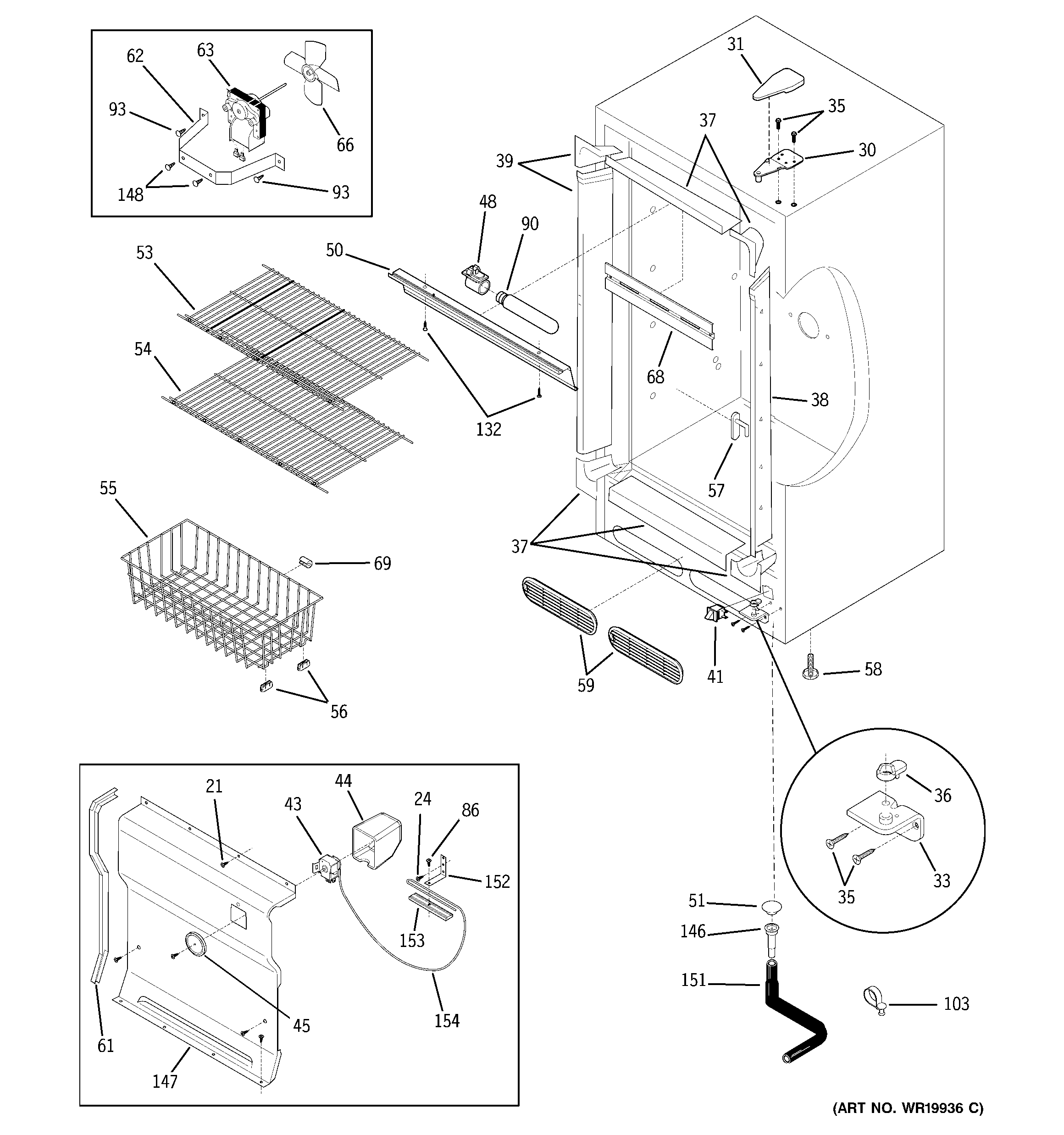 GE FUF14DPGRWH cabinet diagram